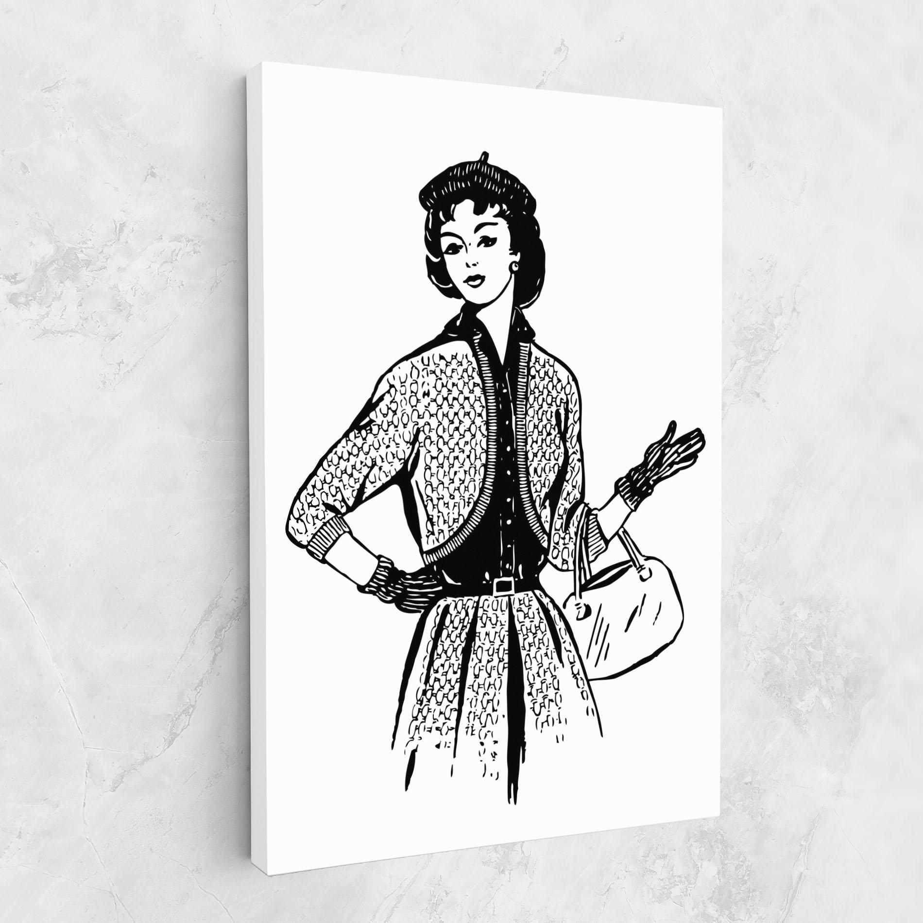 Vászonkép Vintage Woman Line mockup 1