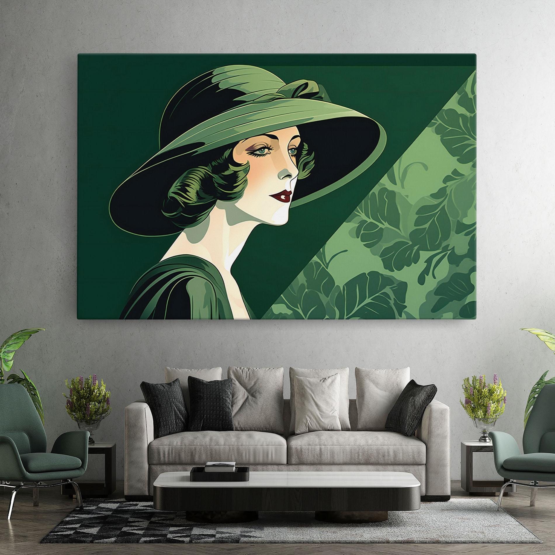Vászonkép Green Woman Painting mockup 7
