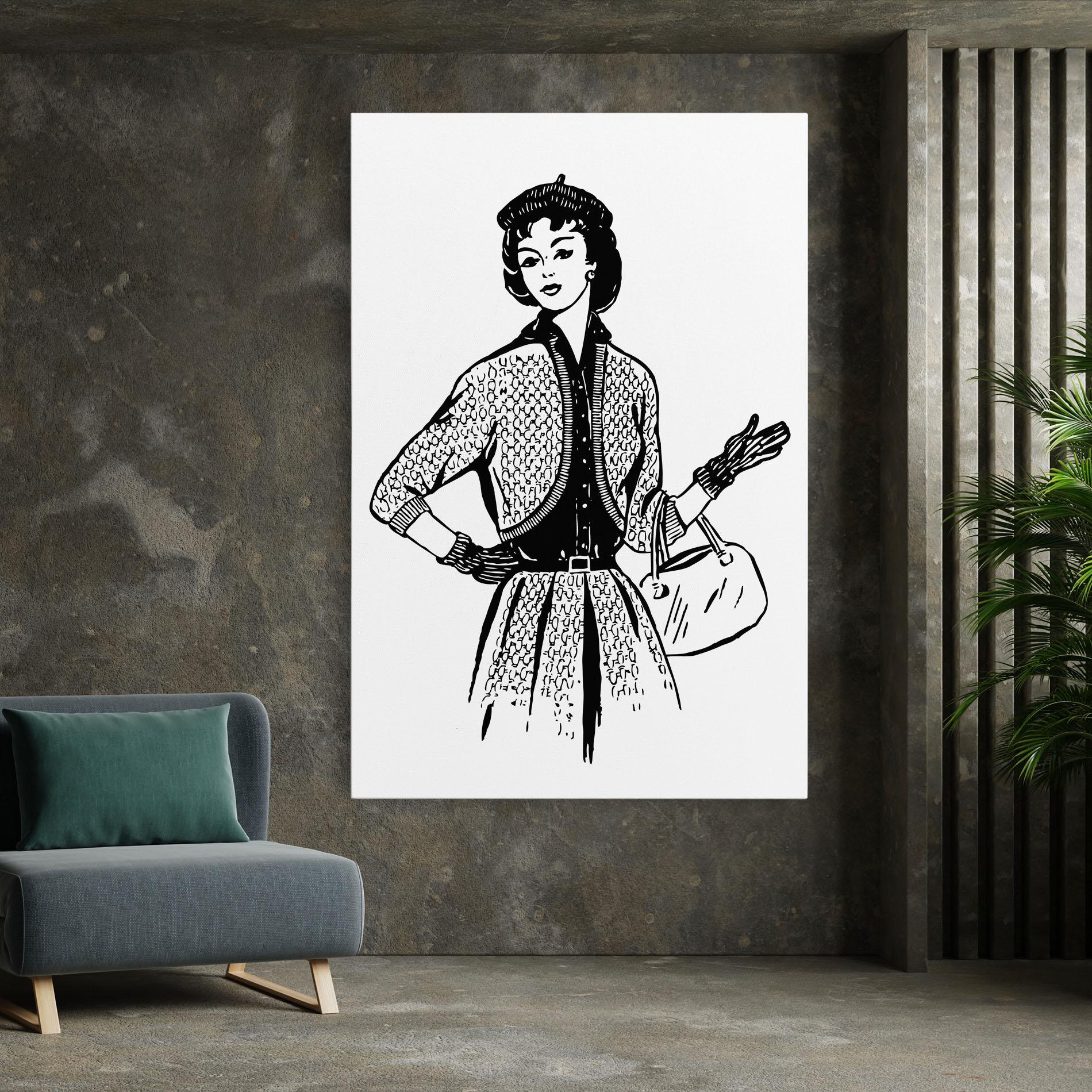 Vászonkép Vintage Woman Line mockup 7