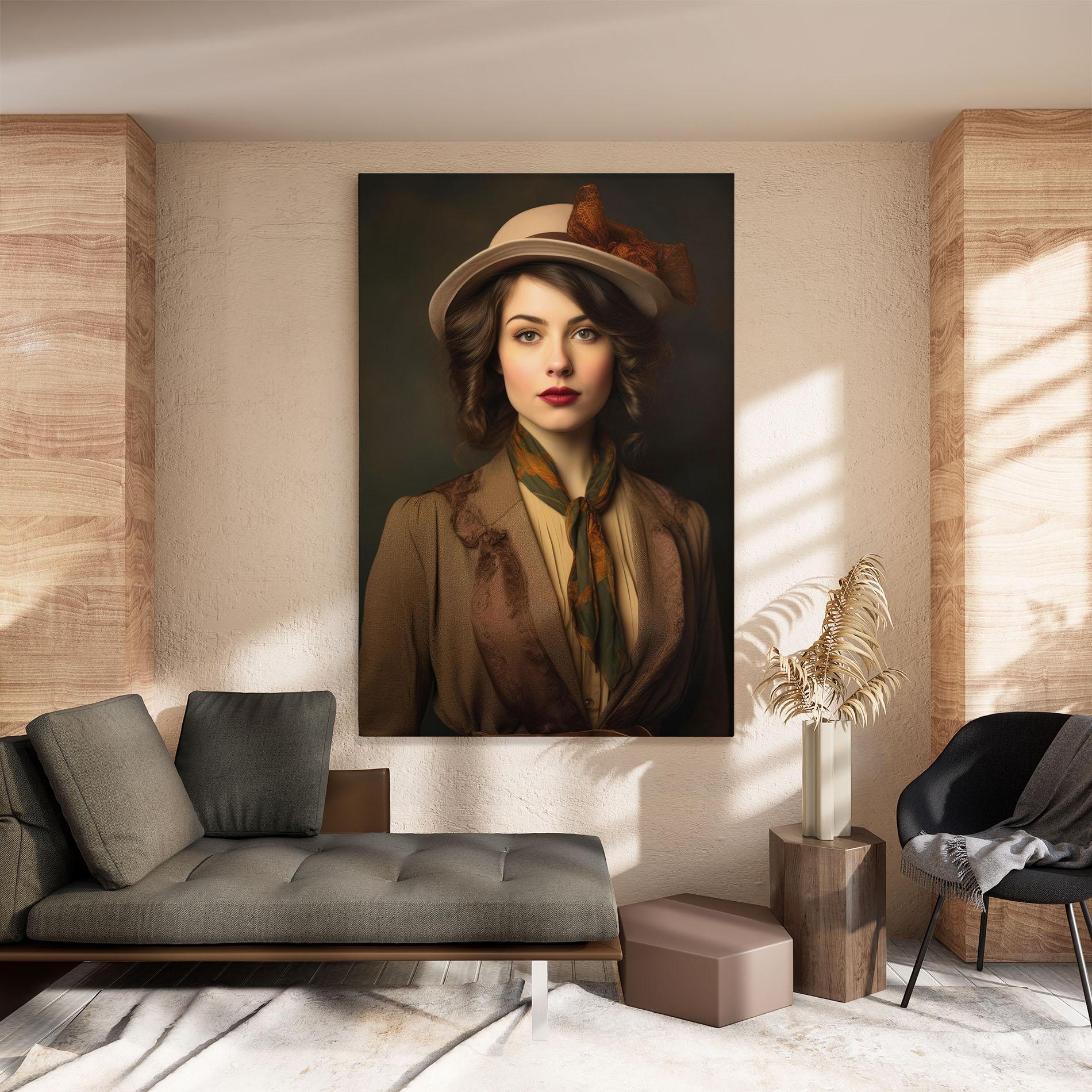 Vászonkép Cream Vintage Hat mockup 8