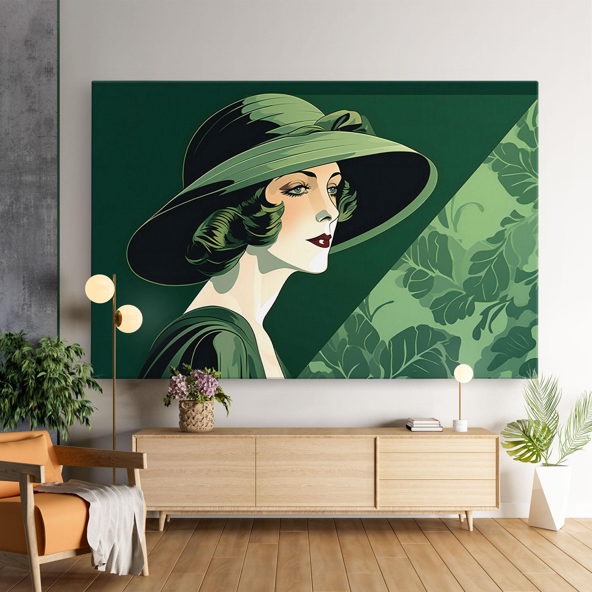 Vászonkép Green Woman Painting mockup 9