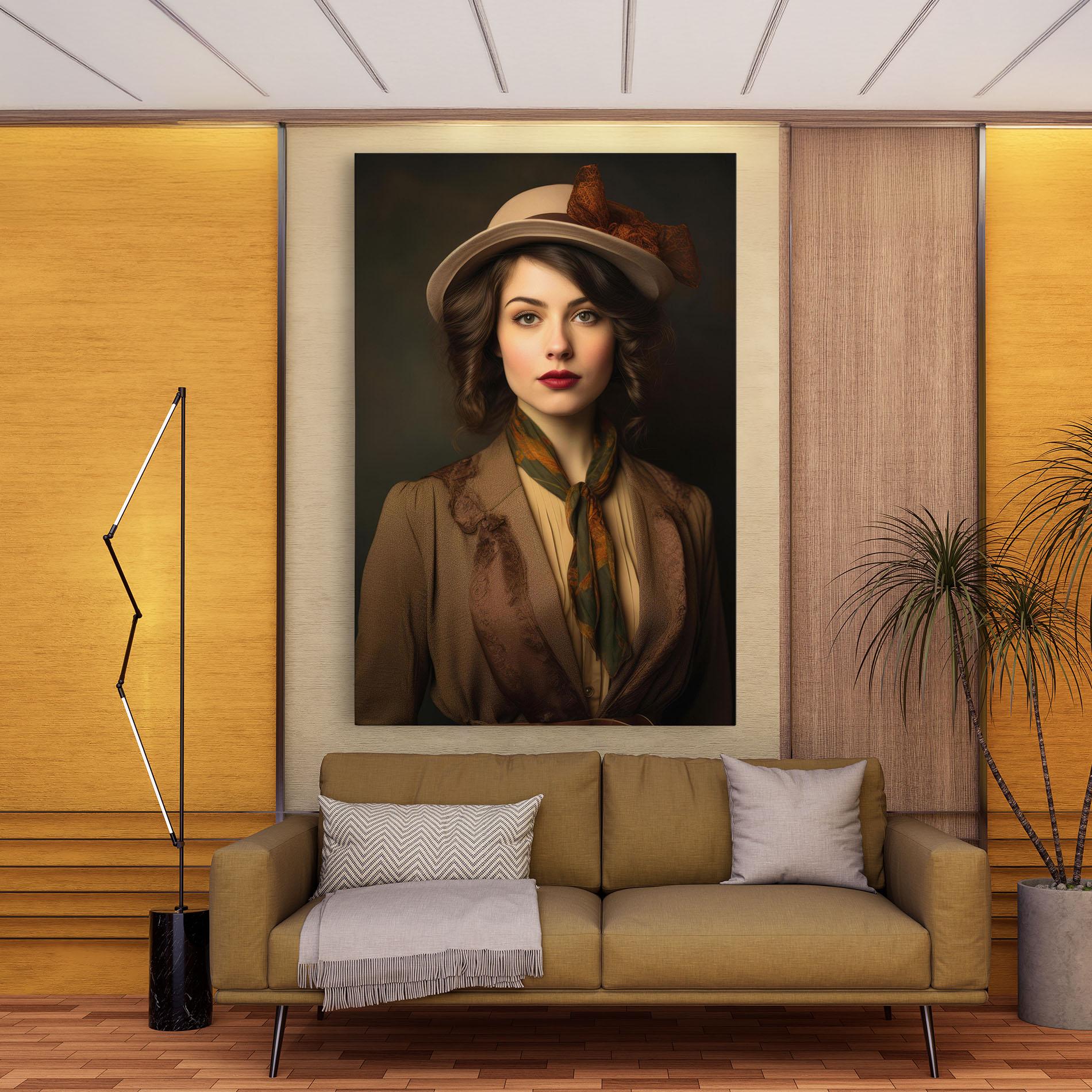 Vászonkép Cream Vintage Hat mockup 9