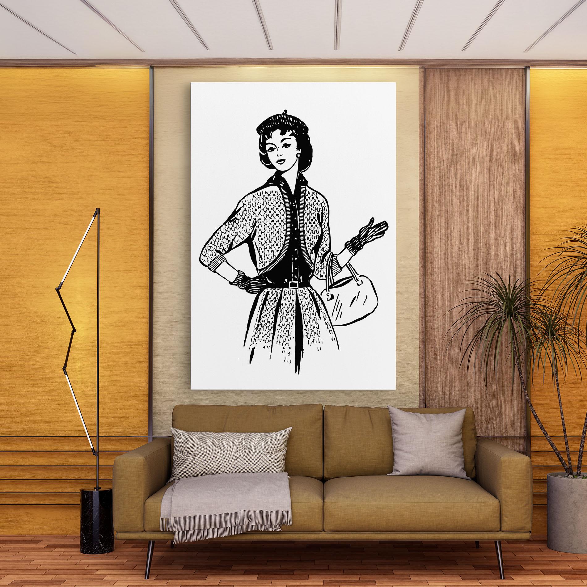 Vászonkép Vintage Woman Line mockup 9