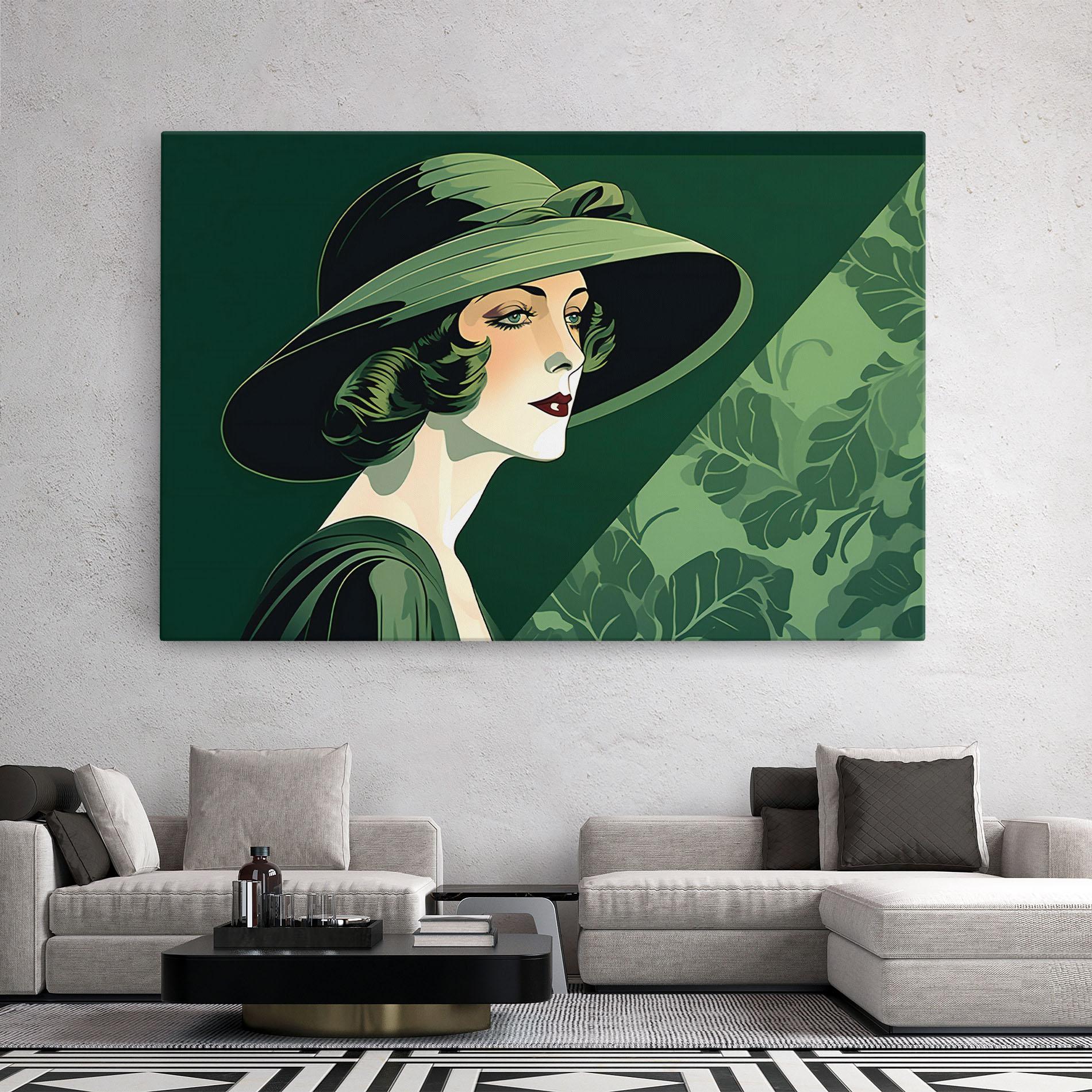 Vászonkép Green Woman Painting mockup 2