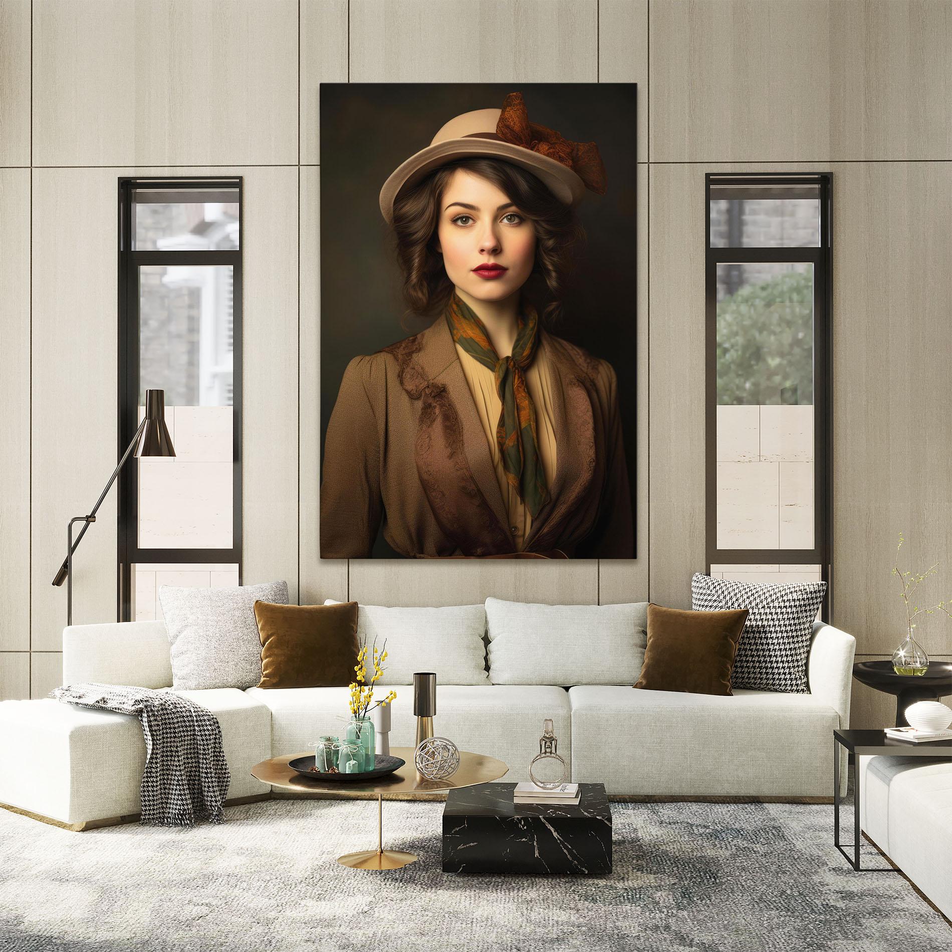 Vászonkép Cream Vintage Hat mockup 2