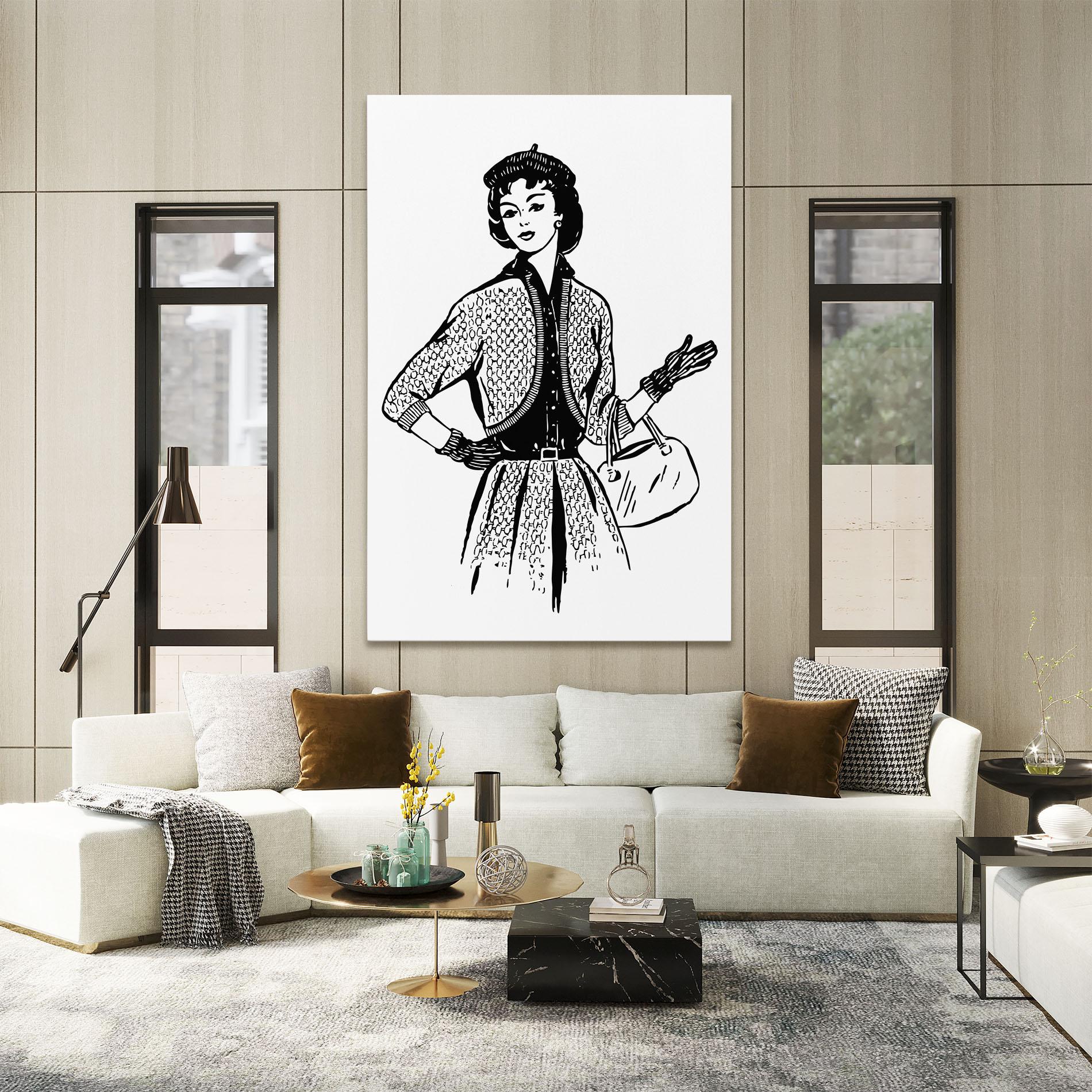 Vászonkép Vintage Woman Line mockup 2