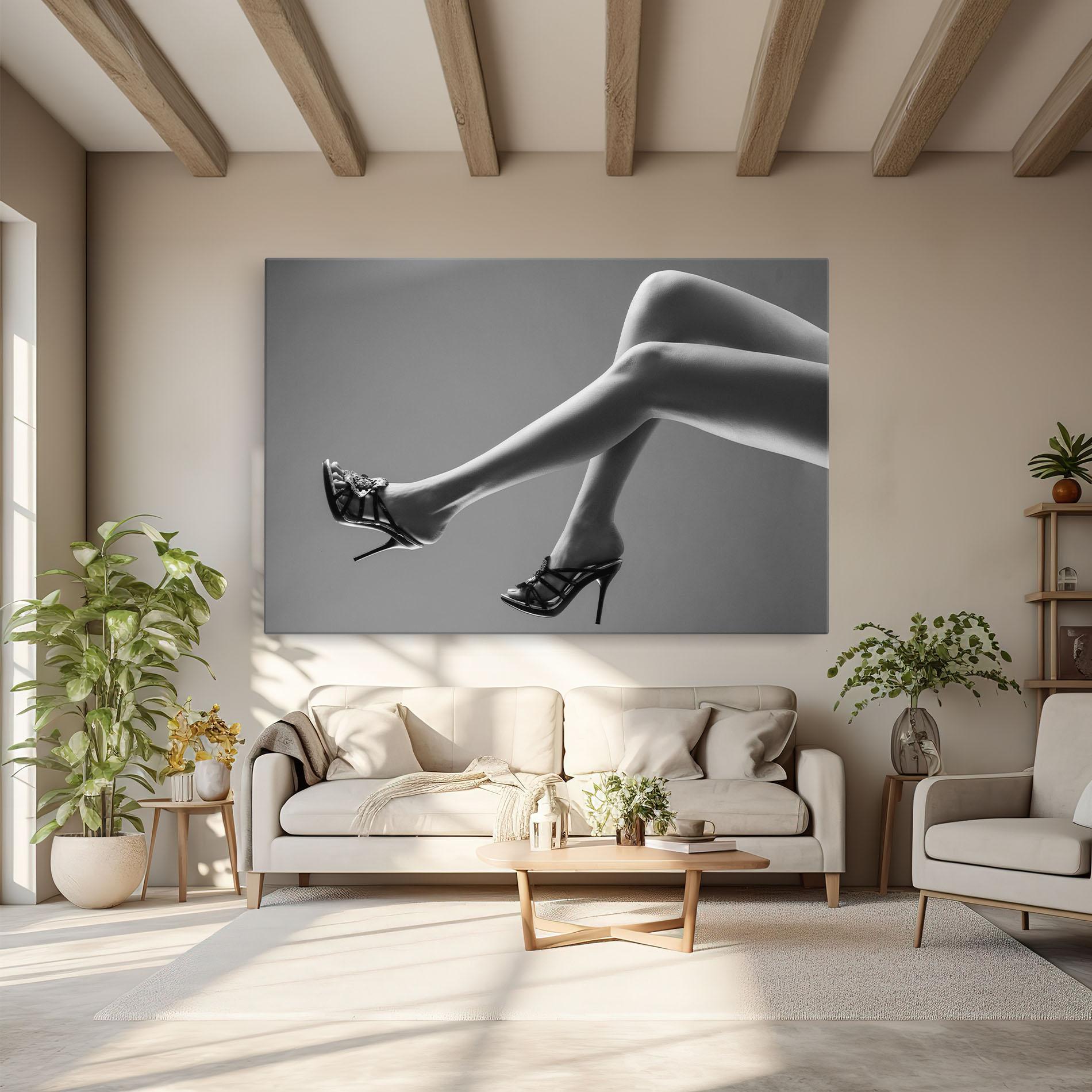 Vászonkép Black Shoes On Grey mockup 6