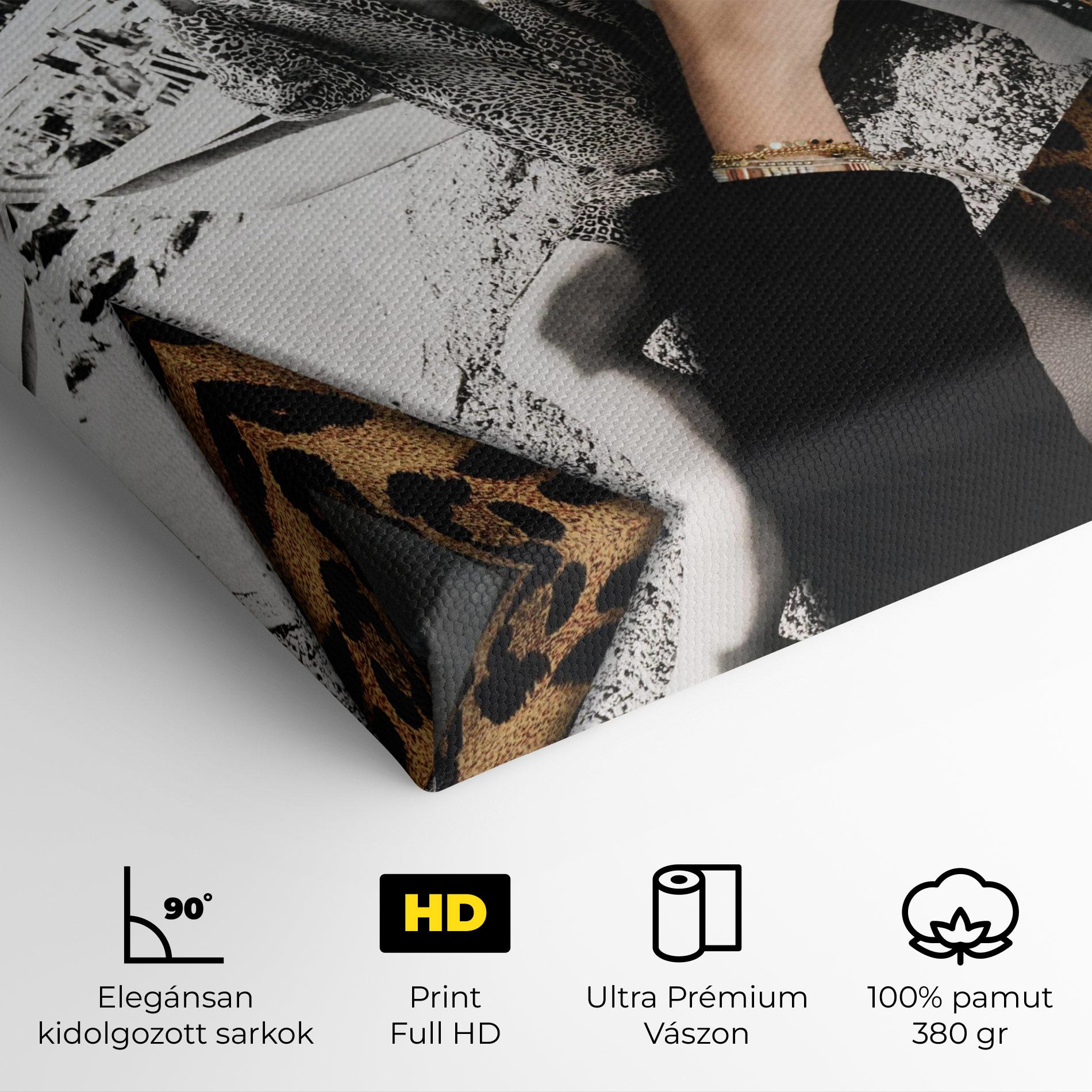 Vászonkép Black Shoes Holding Coffee mockup 4