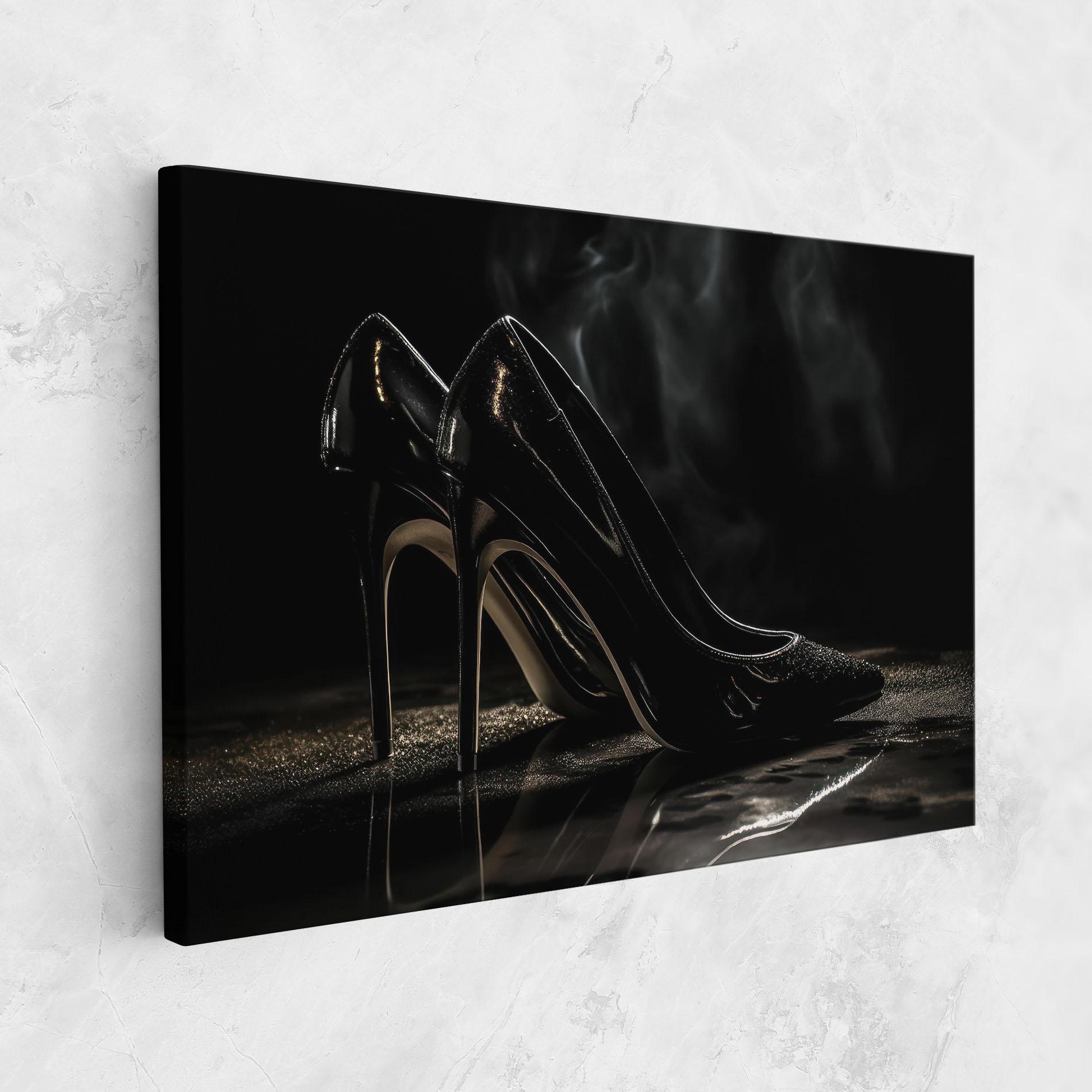 Vászonkép Black Leather Shoes mockup 1