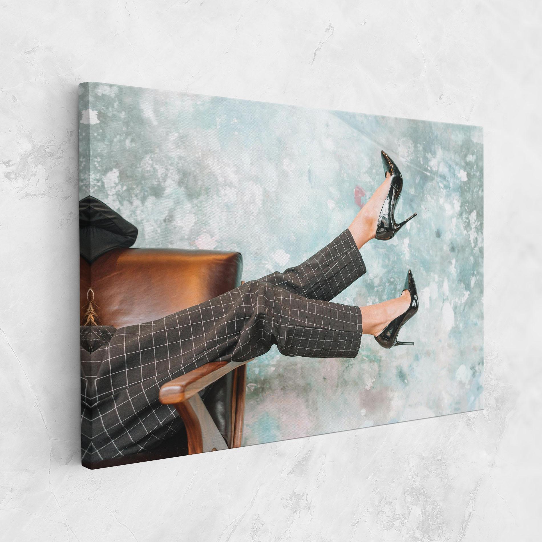 Vászonkép Black Shoes On Chair mockup 1