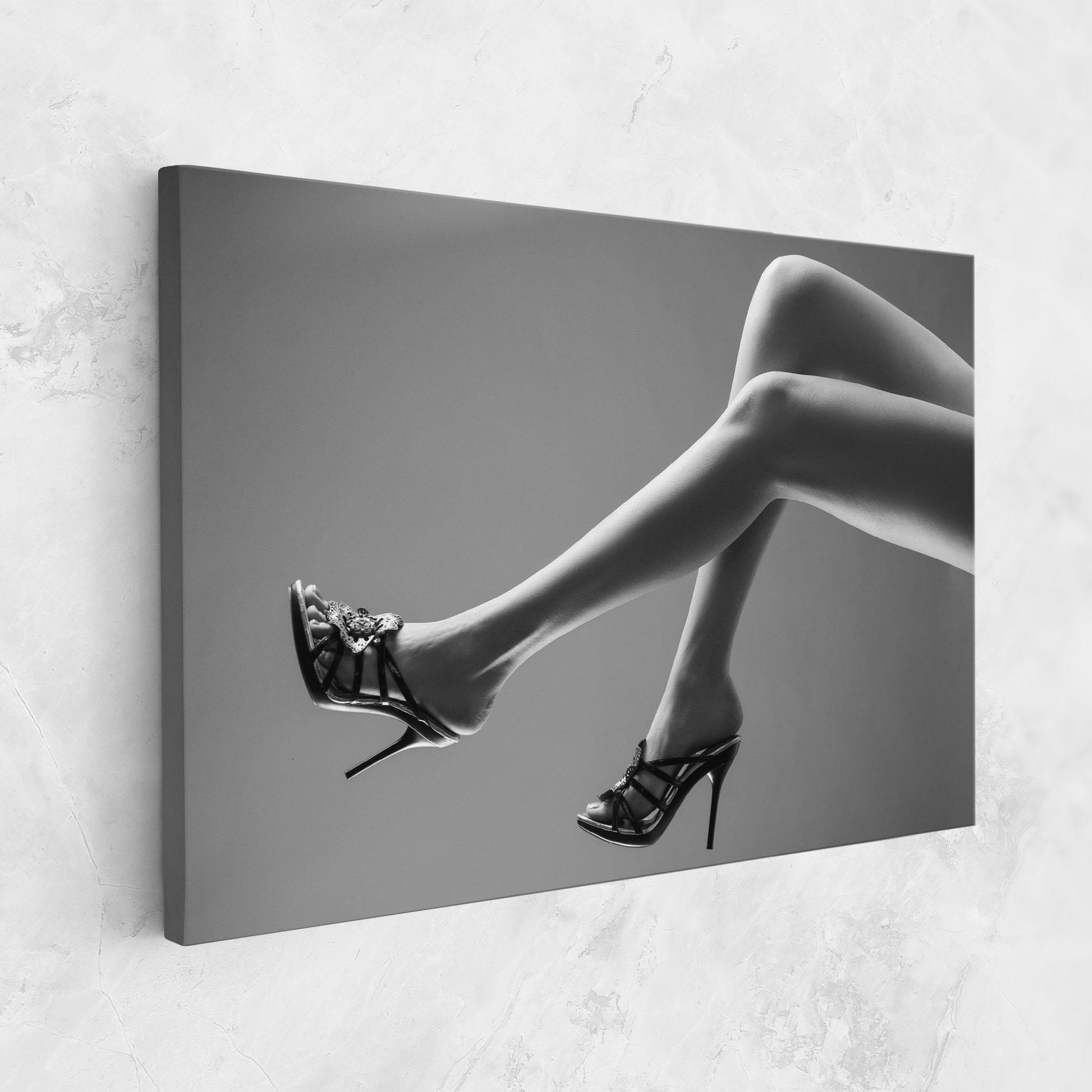 Vászonkép Black Shoes On Grey mockup 1