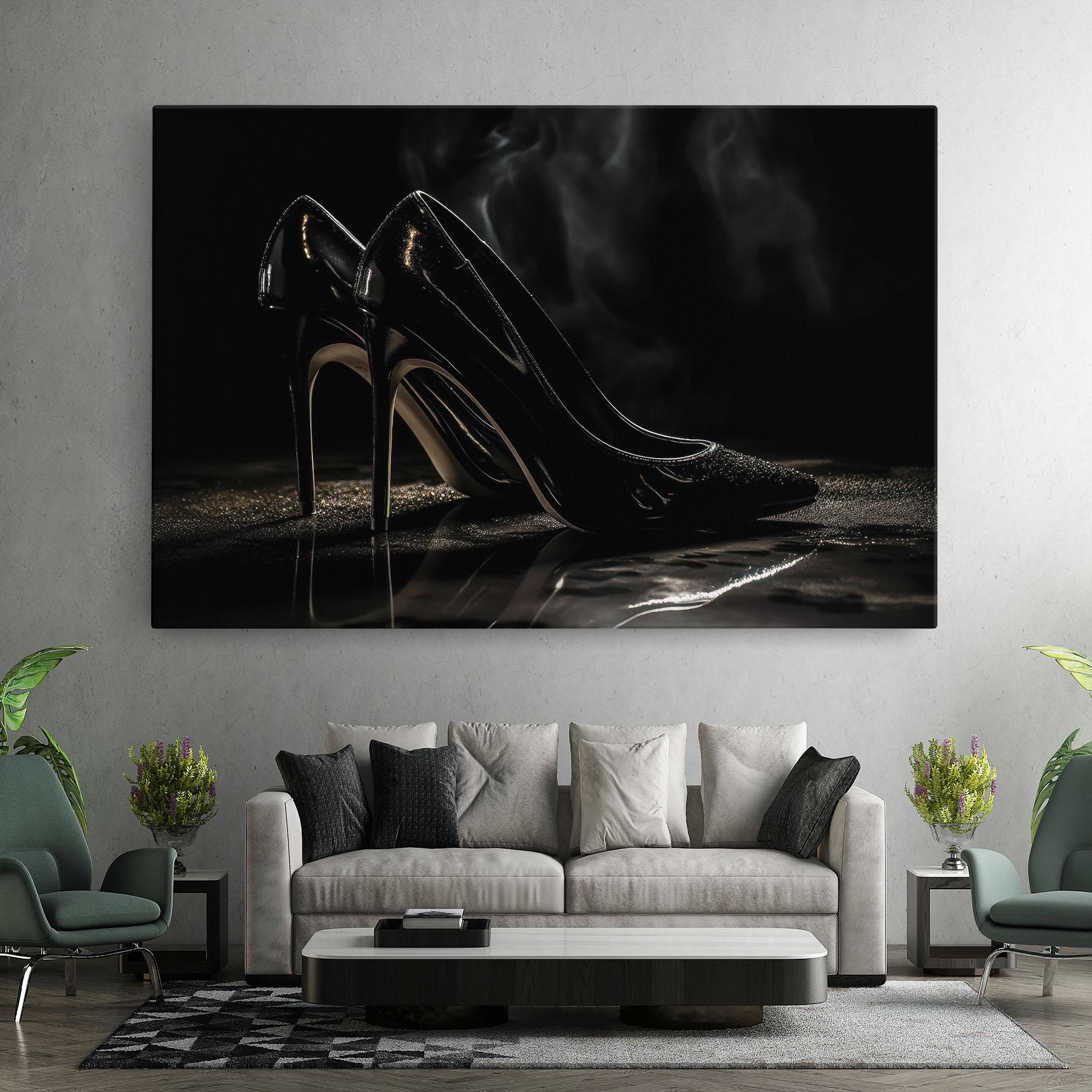 Vászonkép Black Leather Shoes mockup 7