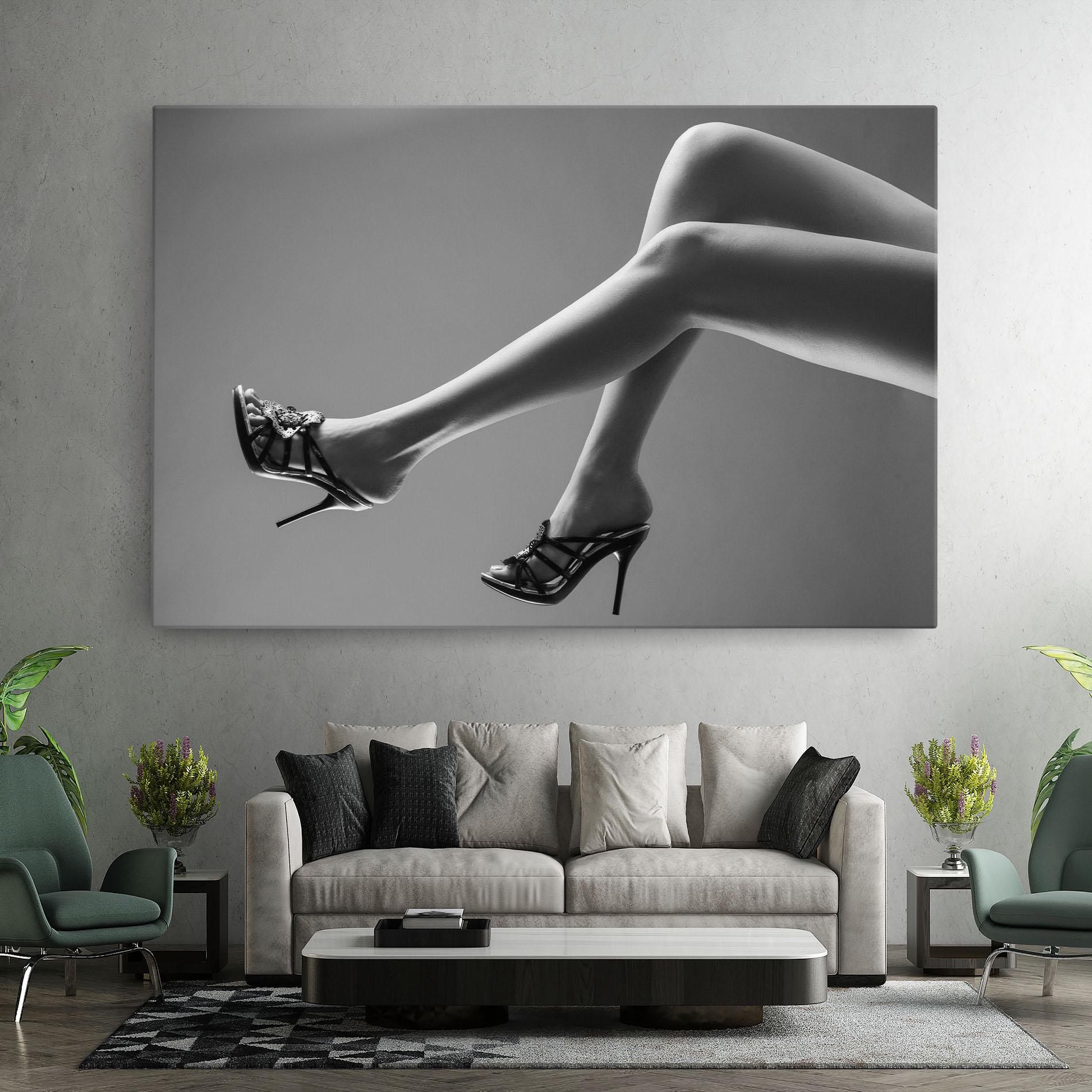 Vászonkép Black Shoes On Grey mockup 7