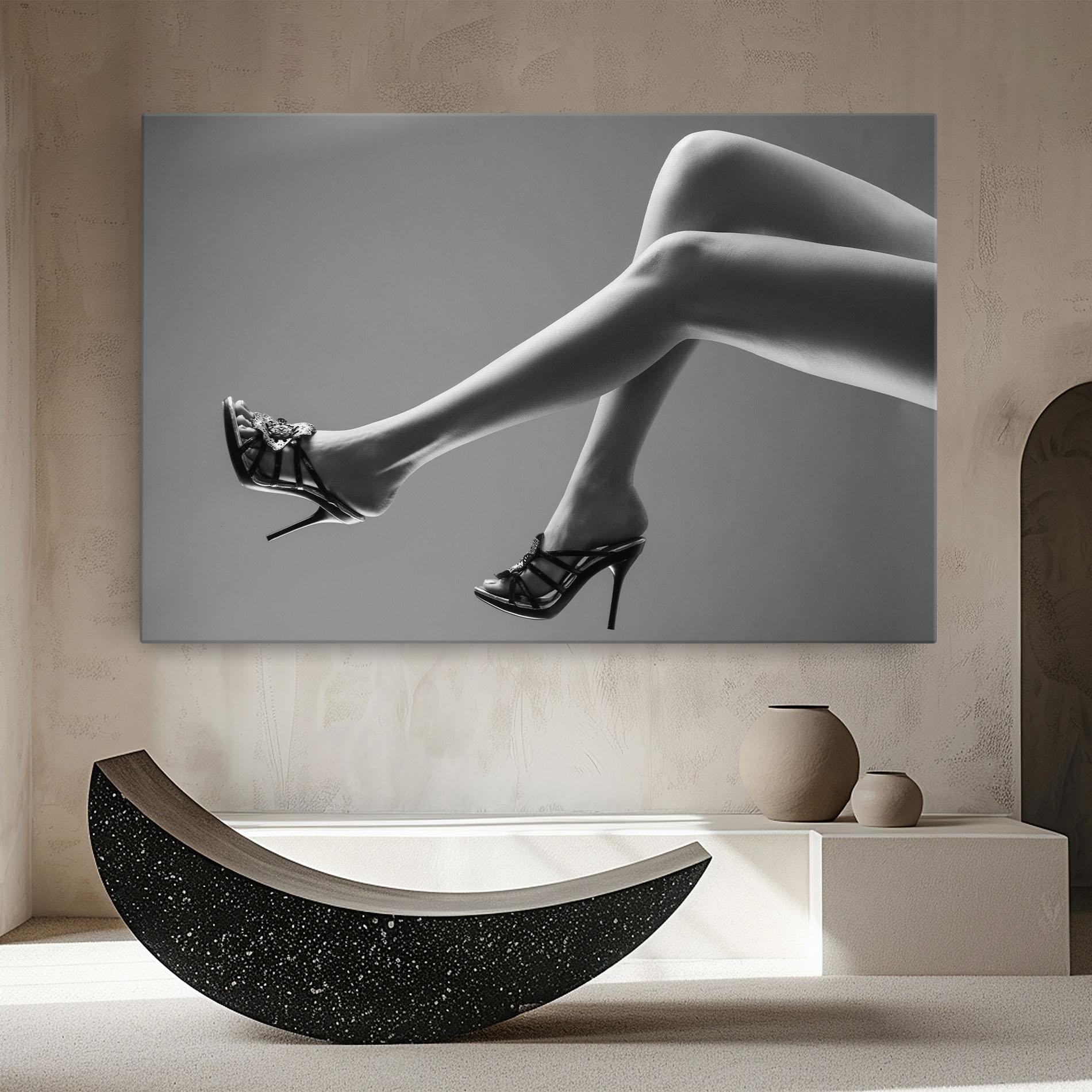 Vászonkép Black Shoes On Grey mockup 8