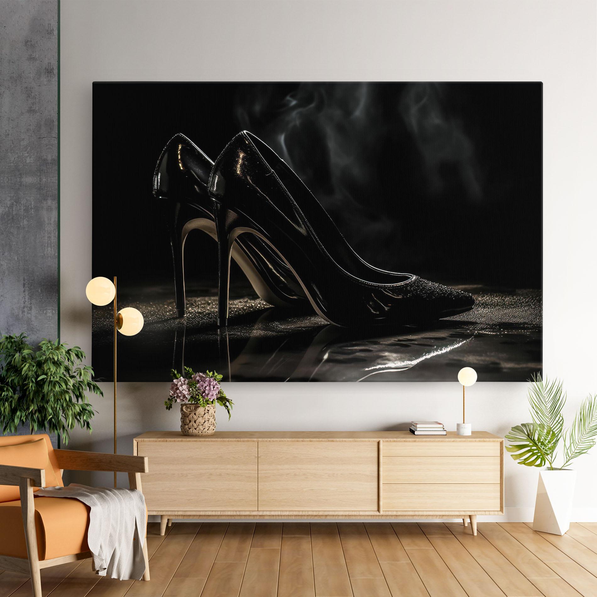 Vászonkép Black Leather Shoes mockup 9