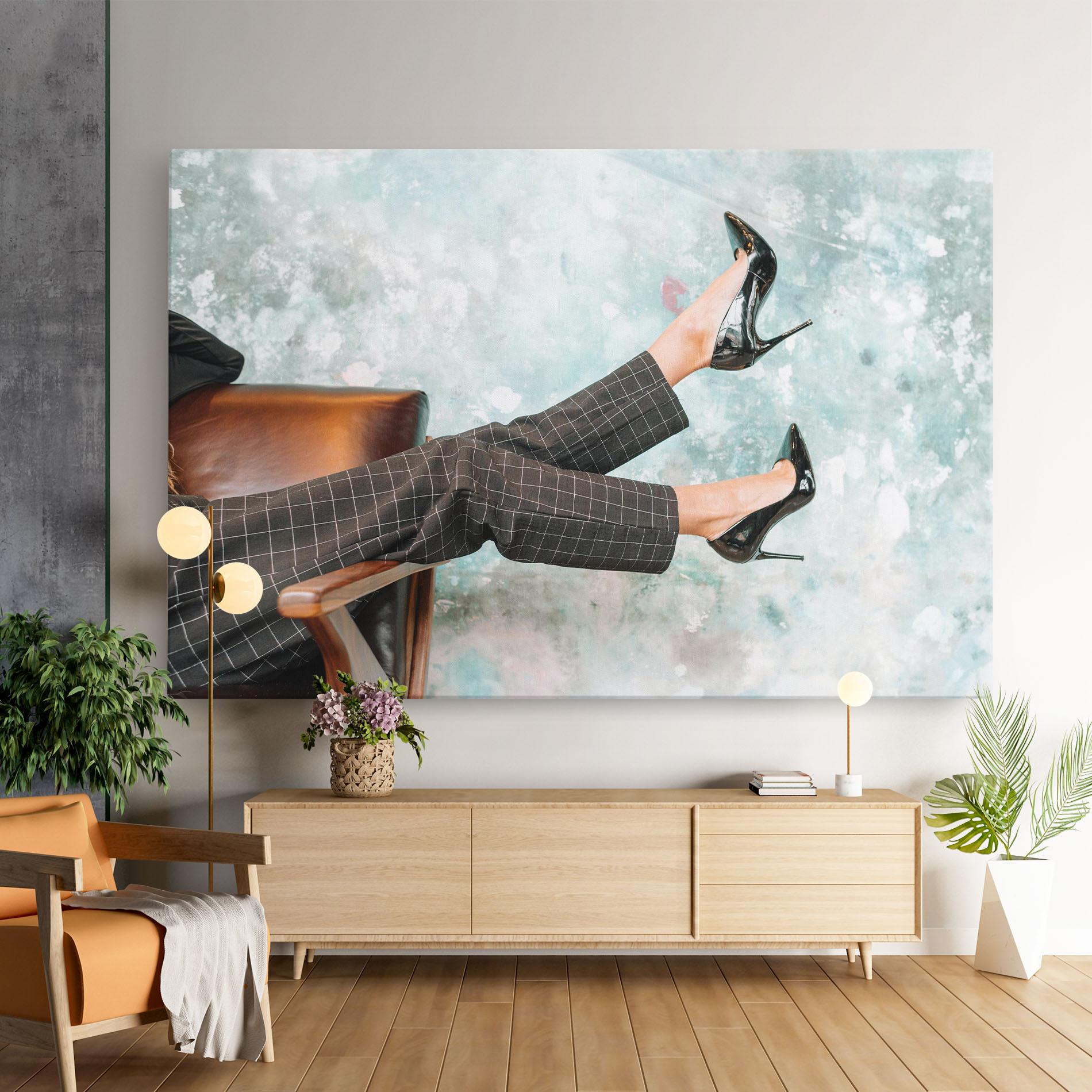 Vászonkép Black Shoes On Chair mockup 9