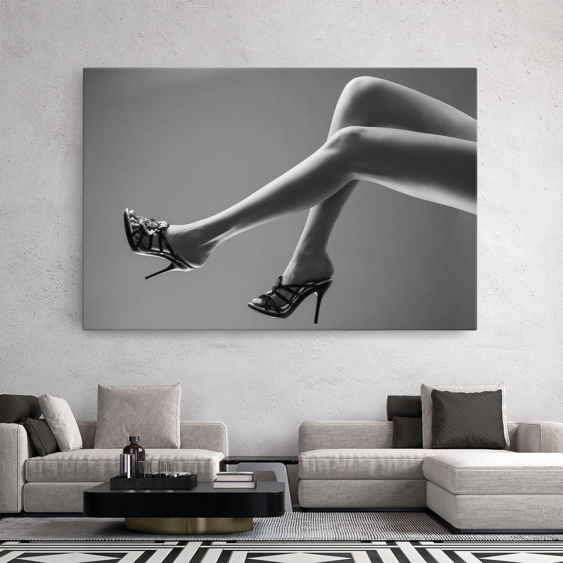 Vászonkép Black Shoes On Grey mockup 2