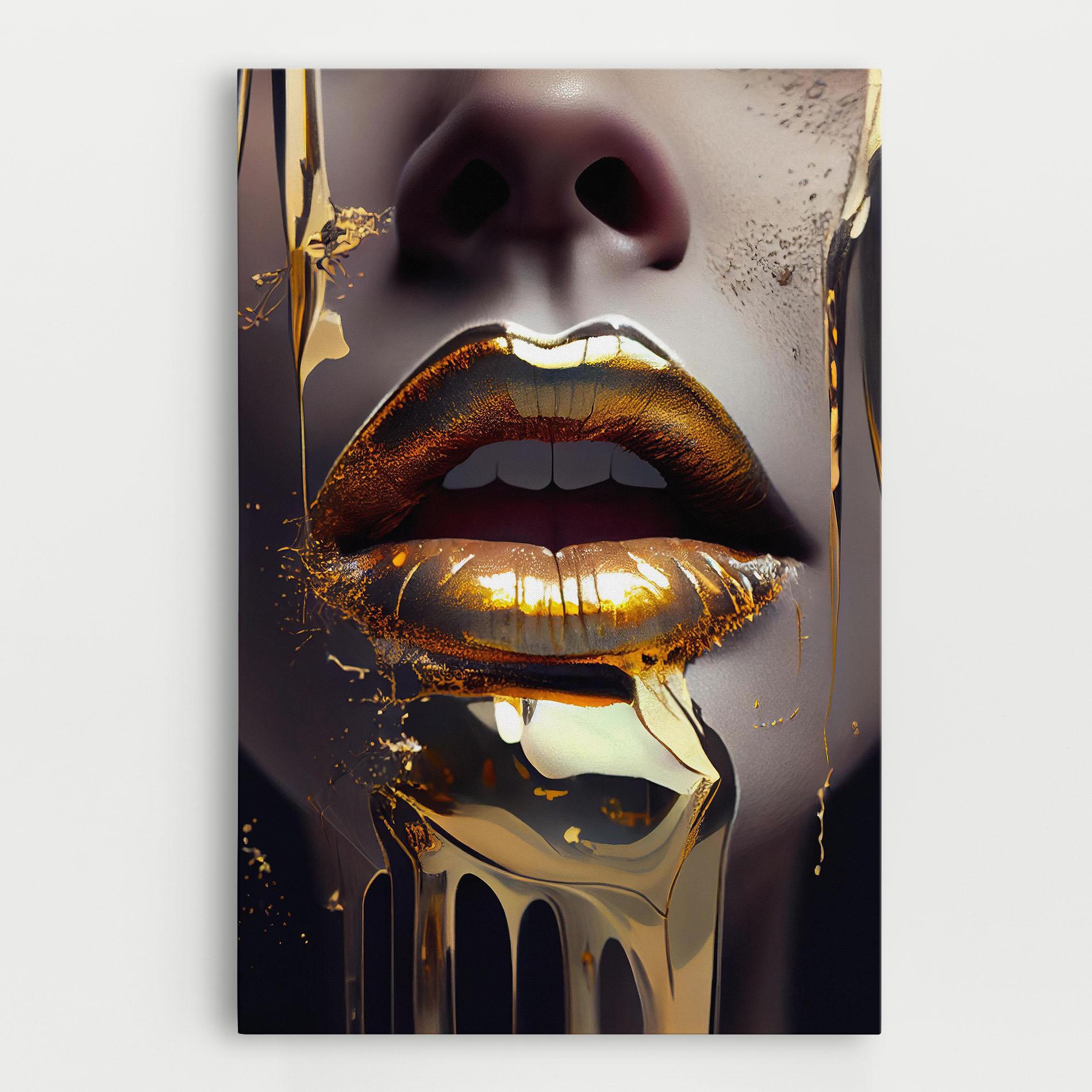 Vászonkép Glamorous Gold Lips mockup 0