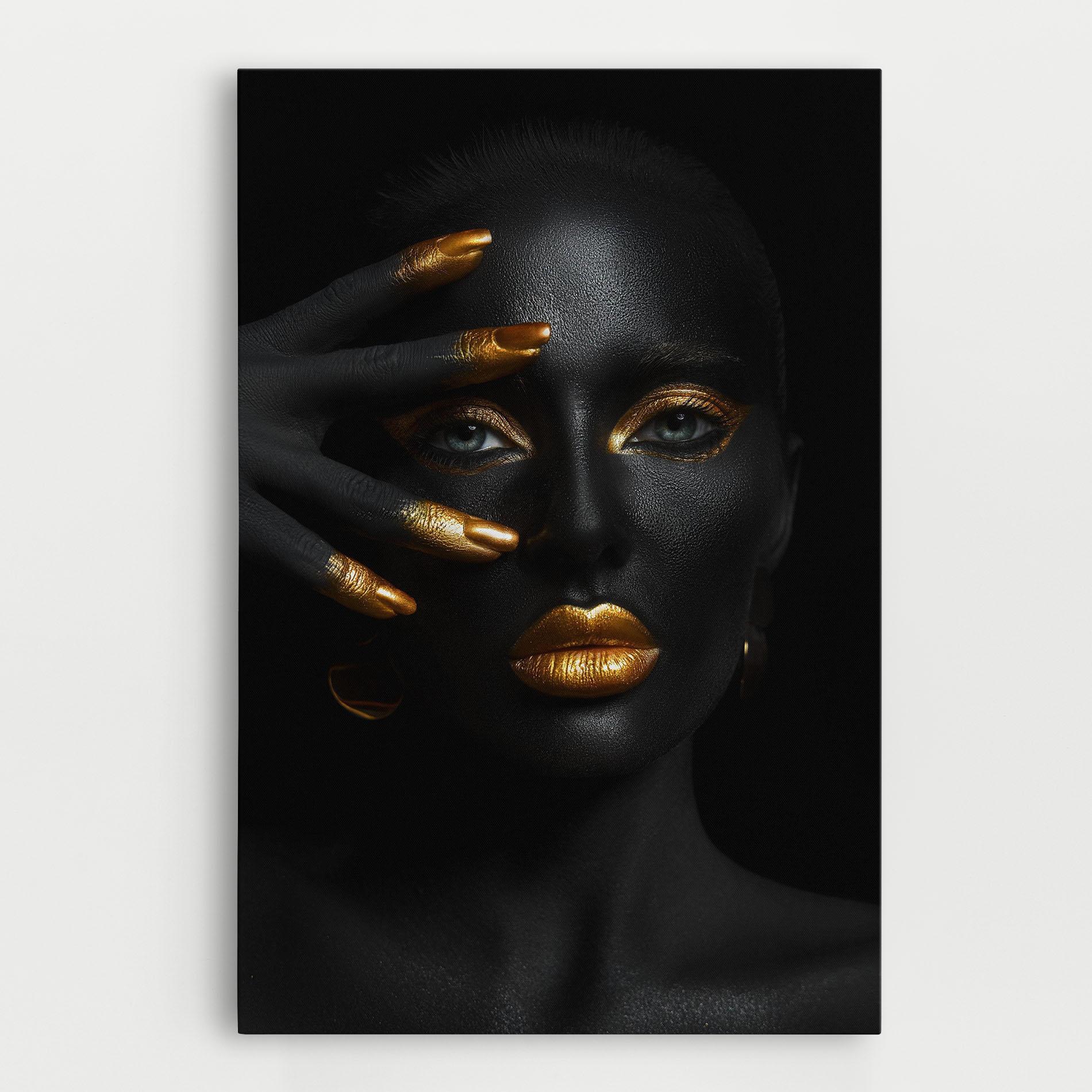 Vászonkép Gold Makeup Nails mockup 0