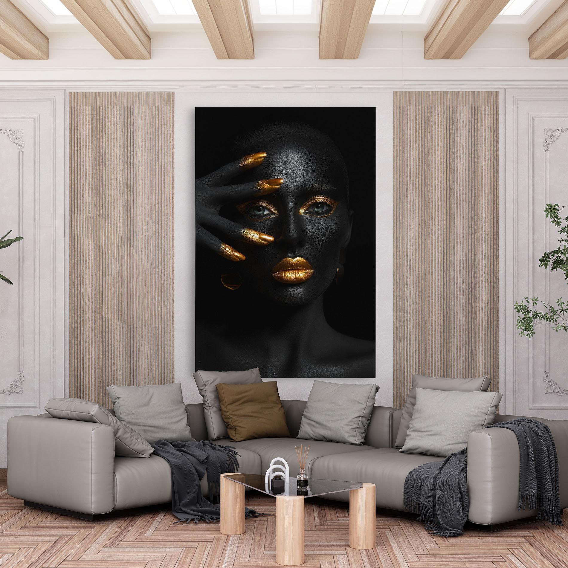 Vászonkép Gold Makeup Nails mockup 6