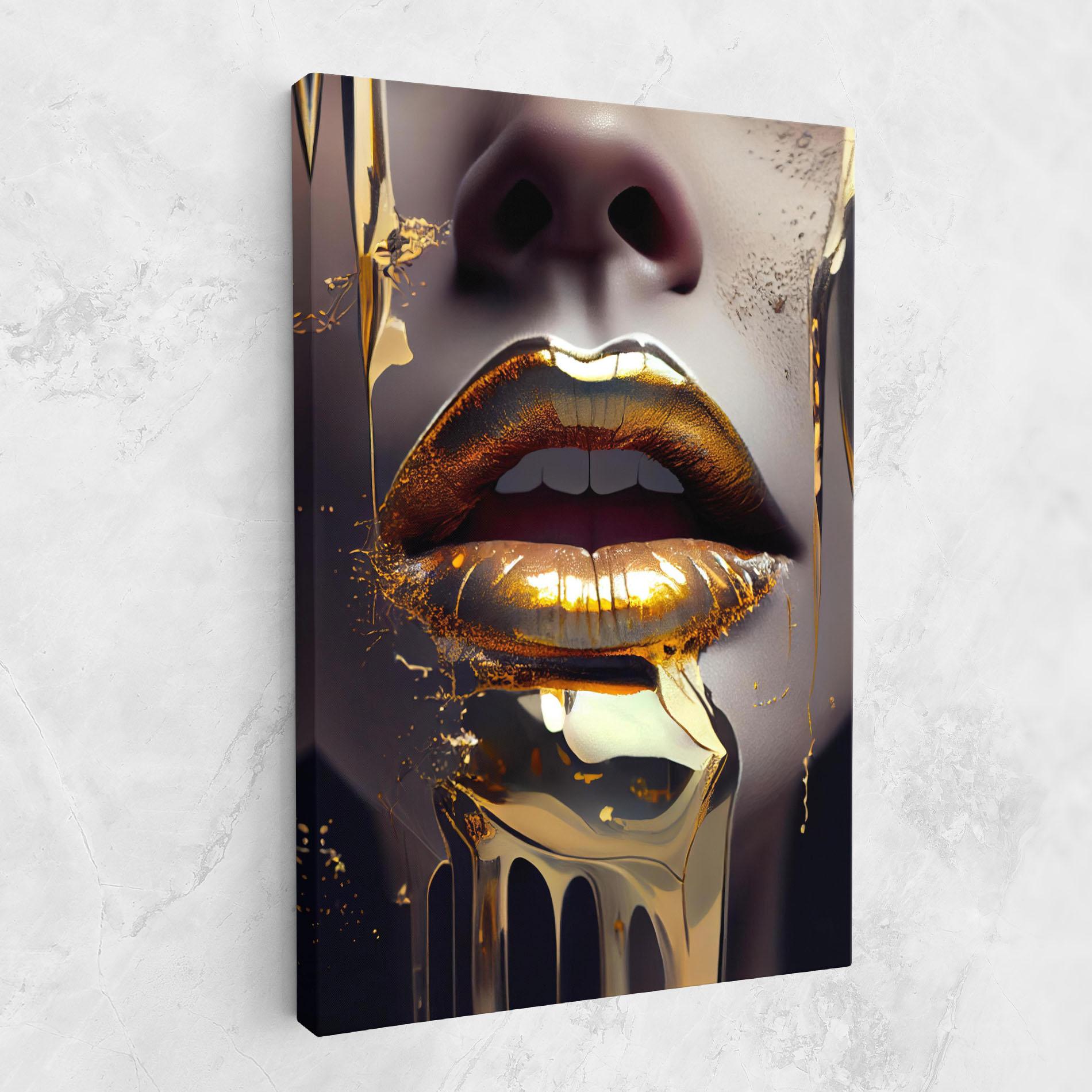 Vászonkép Glamorous Gold Lips mockup 1