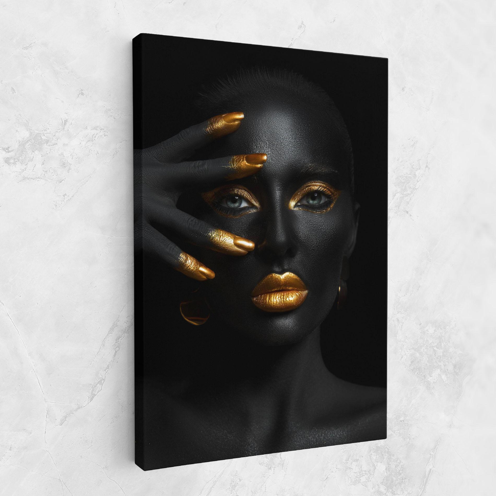 Vászonkép Gold Makeup Nails mockup 1