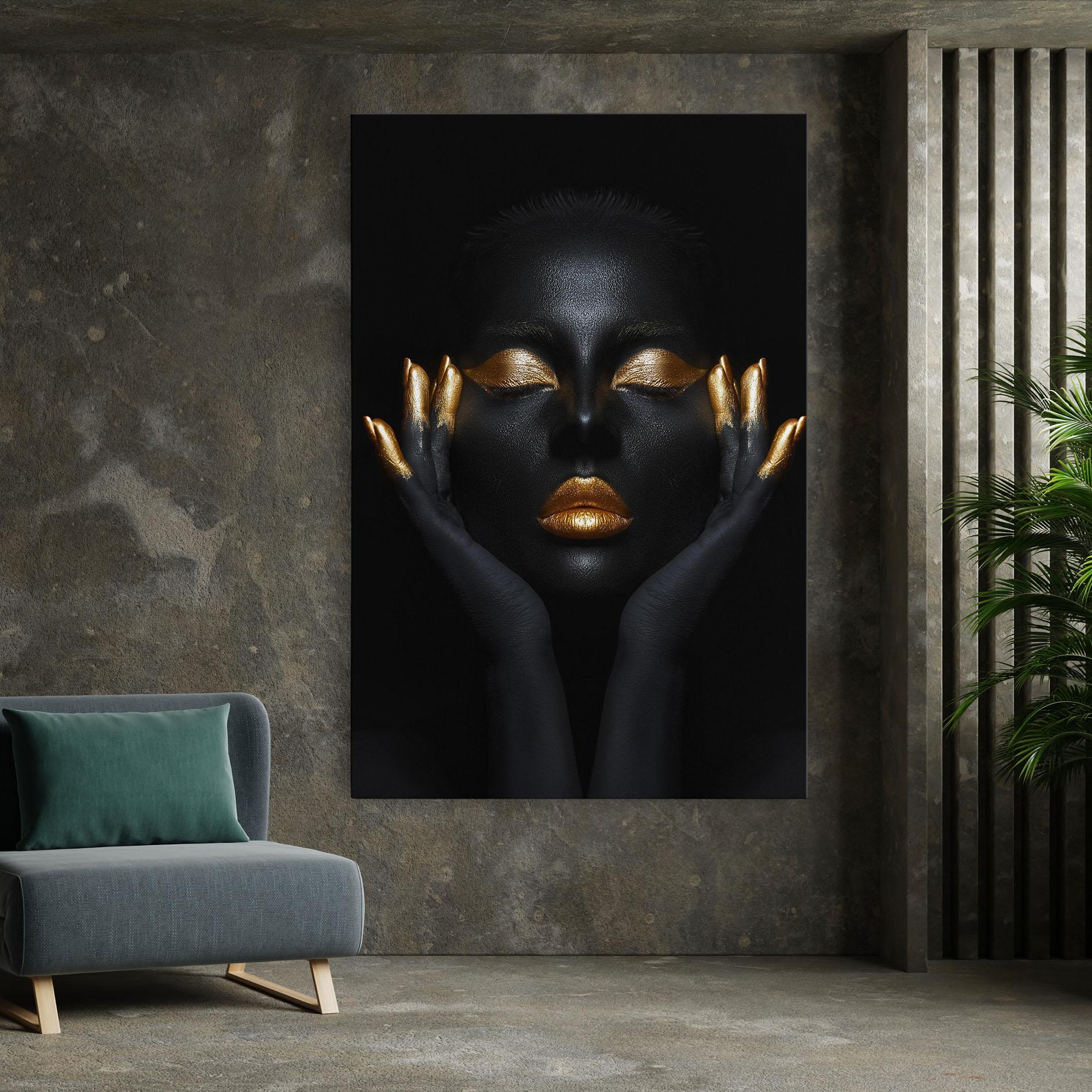 Vászonkép Fingertips Gold Makeup mockup 7