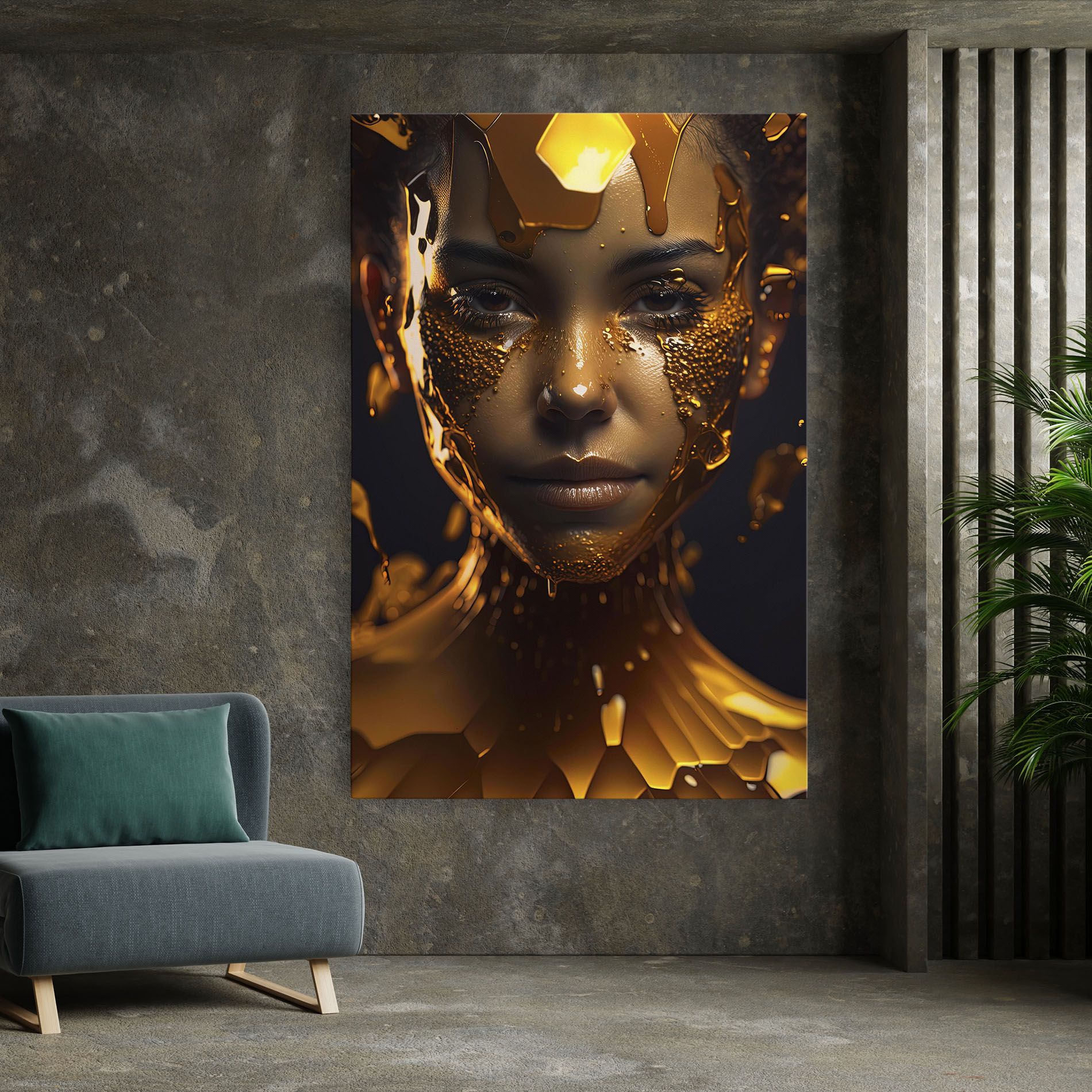 Gold Honeycomb Girl mockup 7