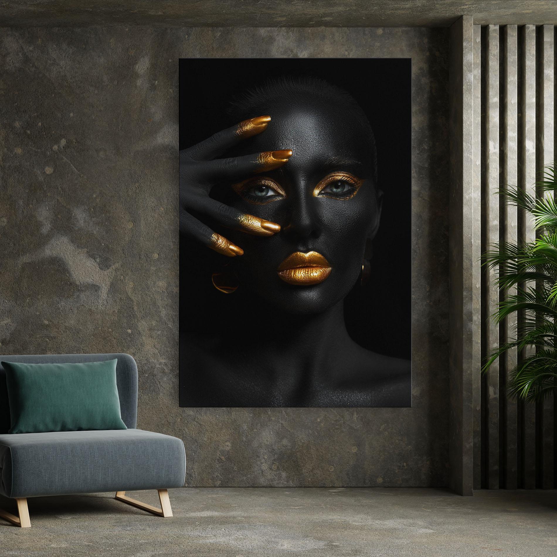 Vászonkép Gold Makeup Nails mockup 7