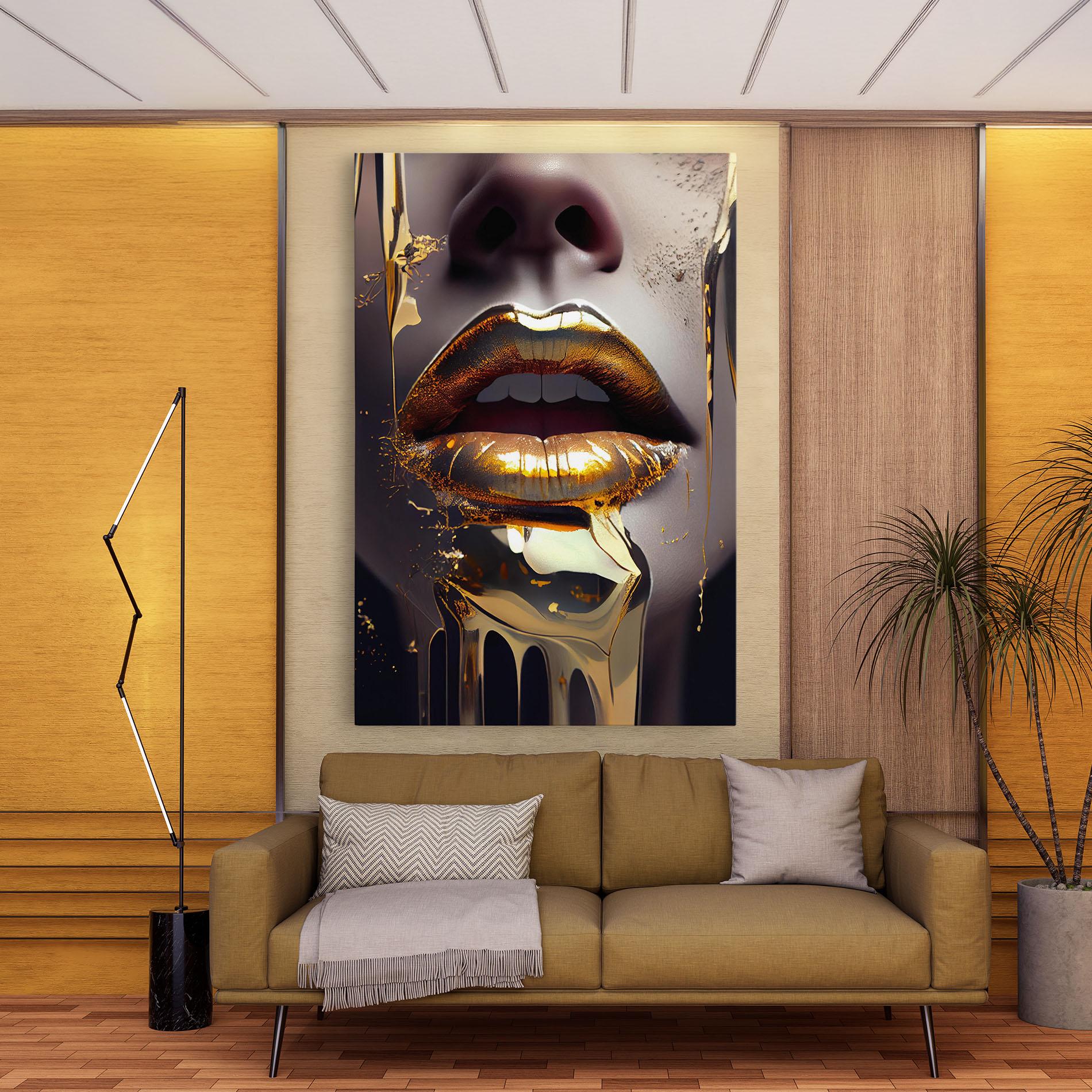 Vászonkép Glamorous Gold Lips mockup 9