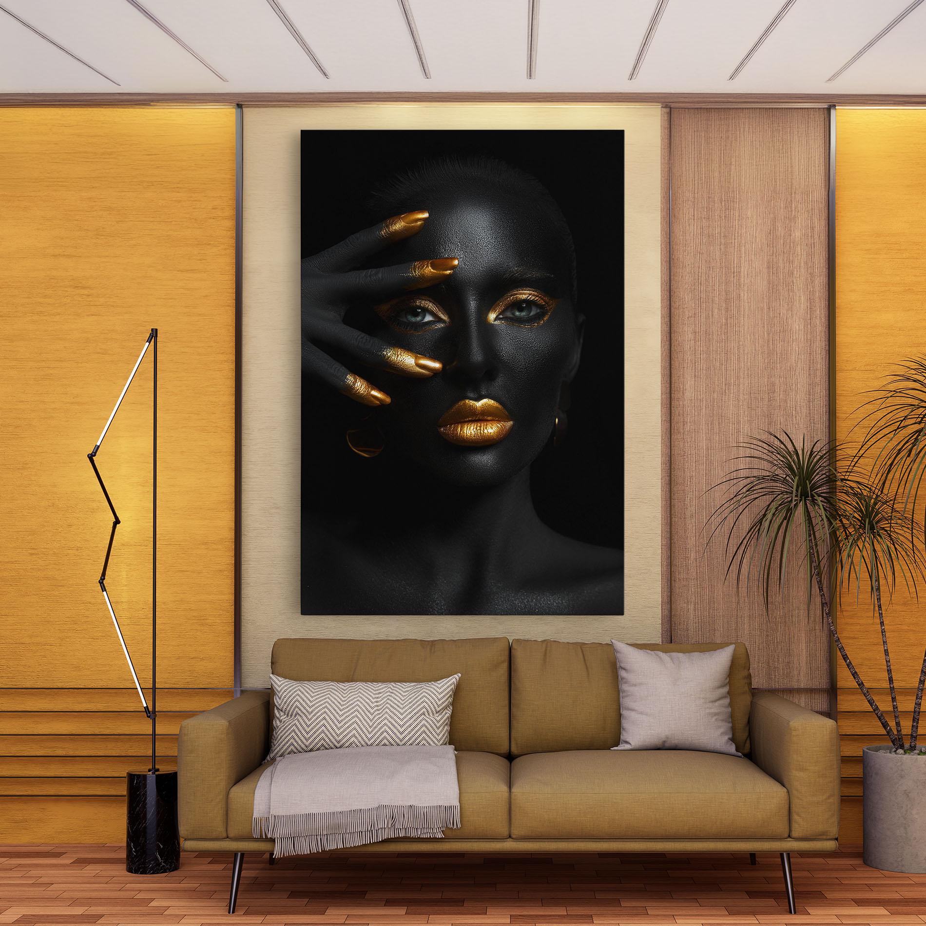 Vászonkép Gold Makeup Nails mockup 9