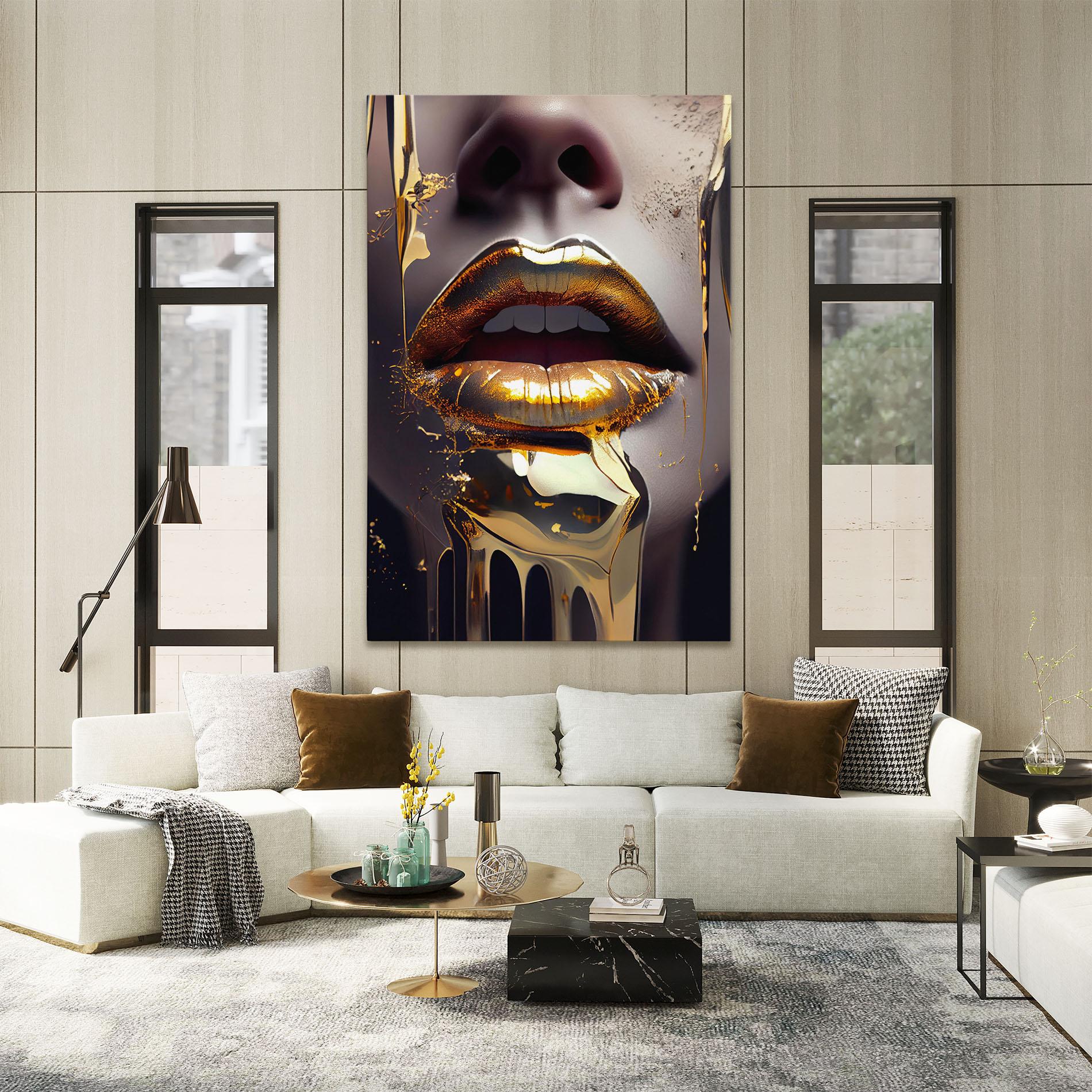 Vászonkép Glamorous Gold Lips mockup 2
