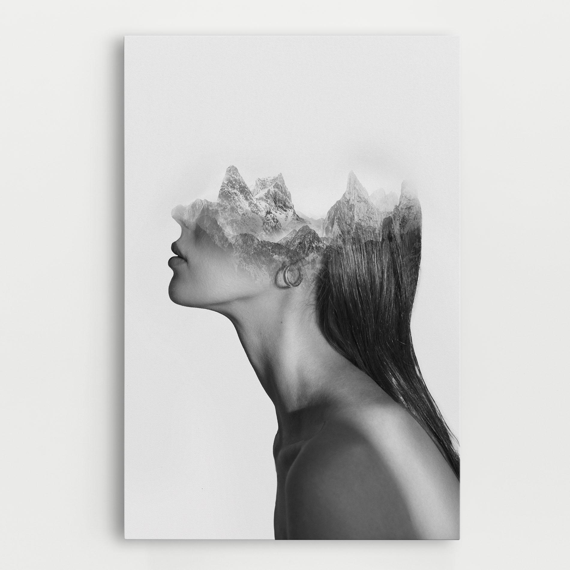 Vászonkép Woman Mountains View mockup 0