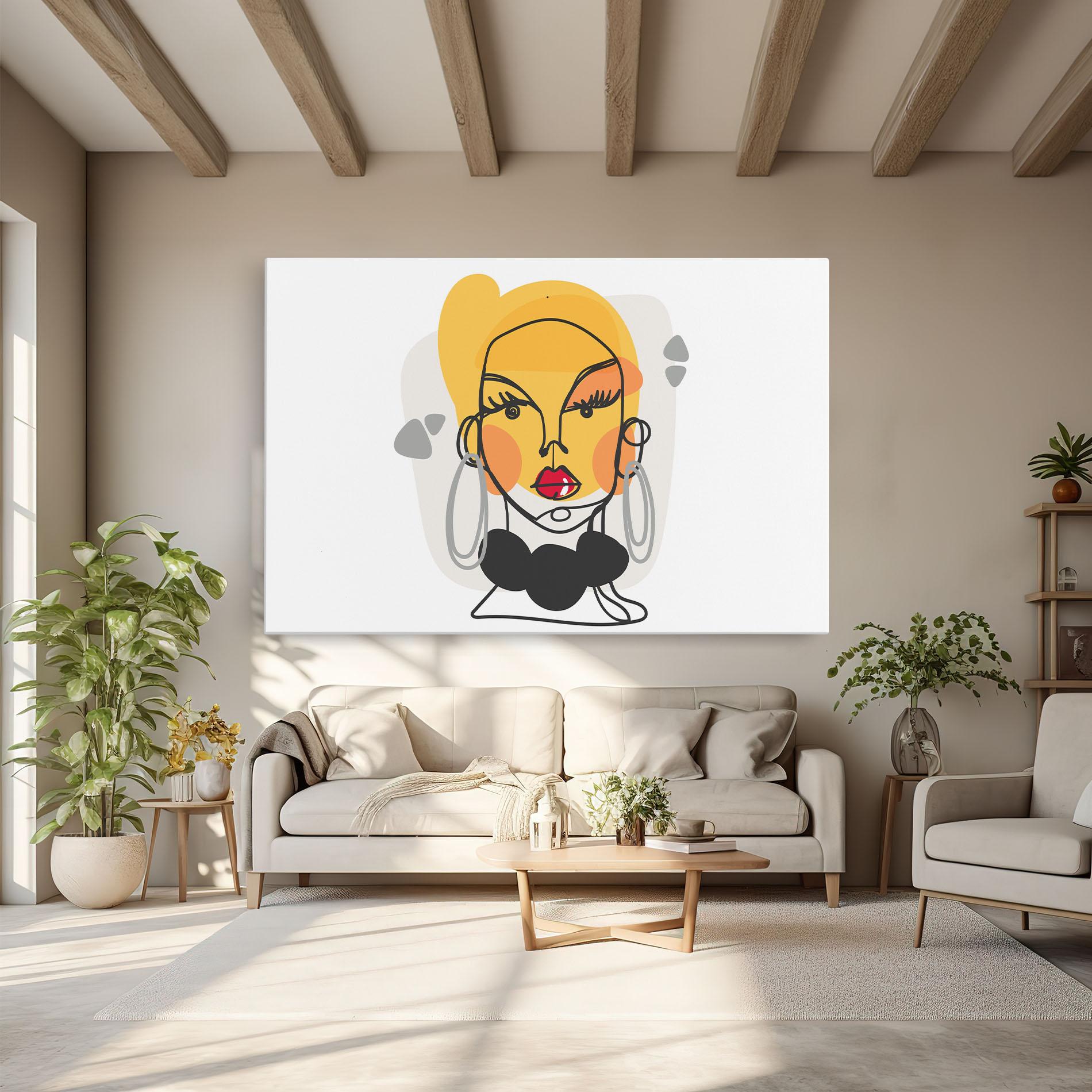 Vászonkép Abstract Blonde Face mockup 6