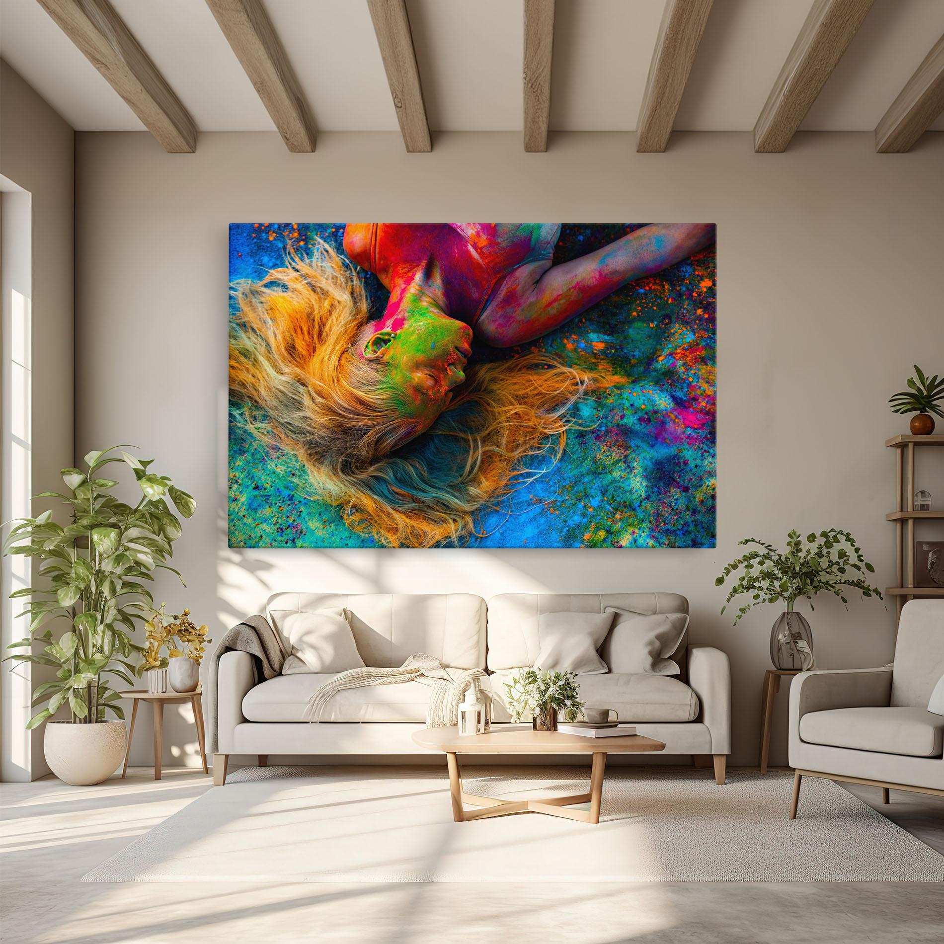 Vászonkép Powder Holi Woman mockup 6