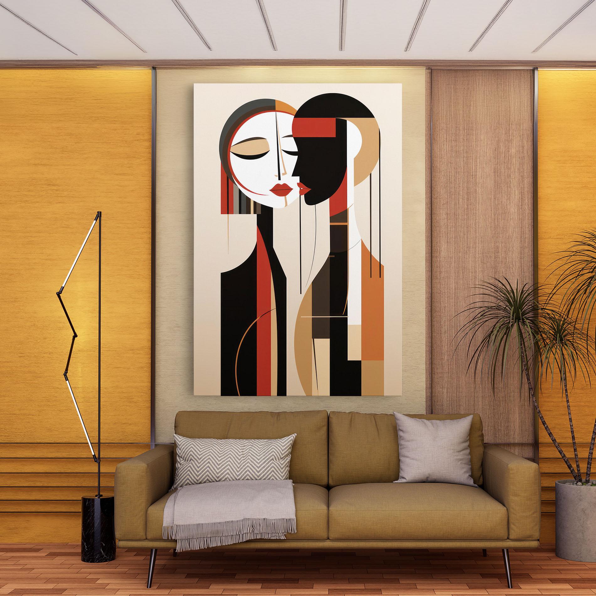 Vászonkép Abstract Couple Kissing mockup 9