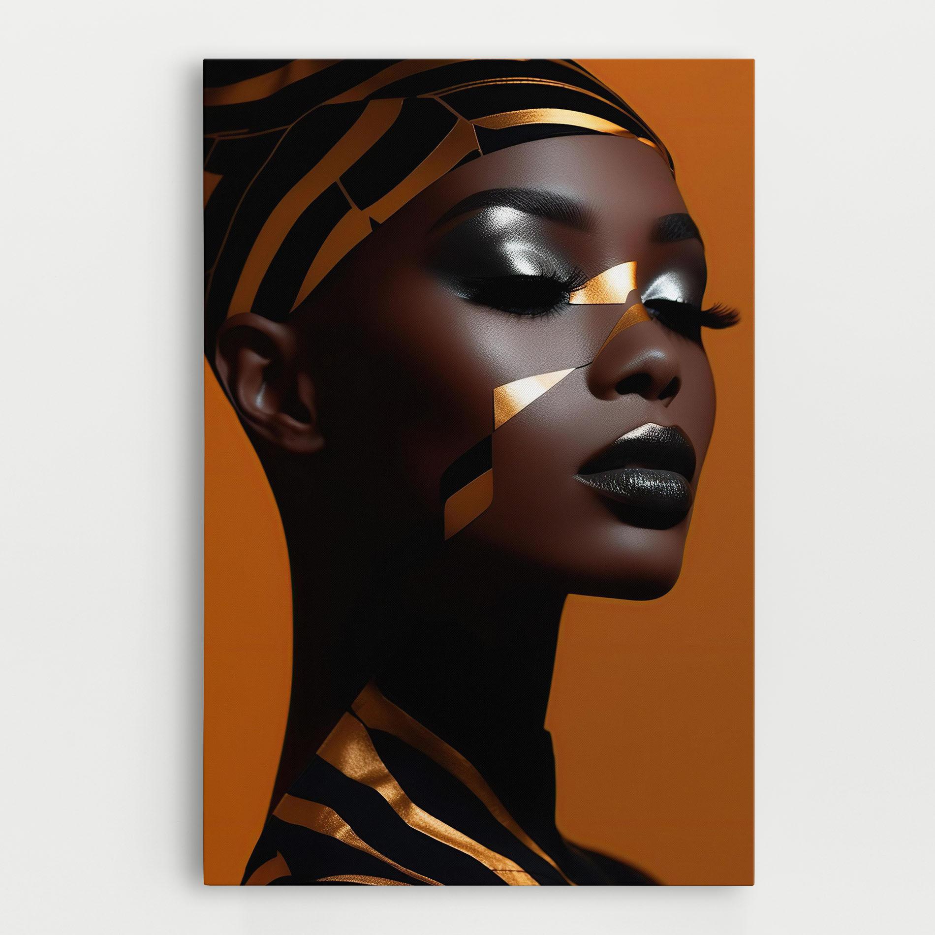 Vászonkép African Woman On Orange mockup 0