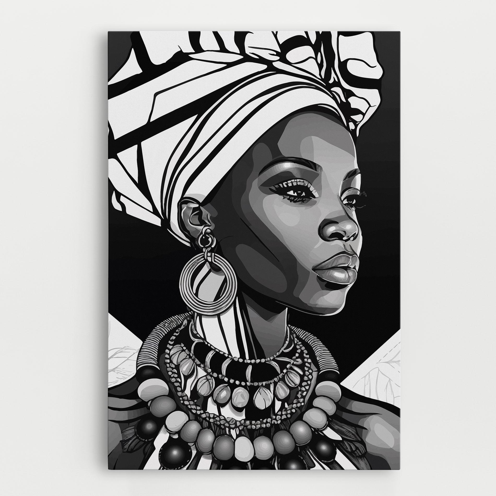 Vászonkép Black White African mockup 0