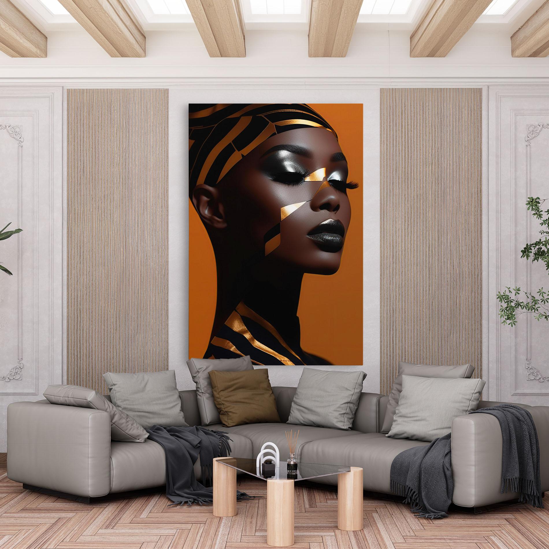 Vászonkép African Woman On Orange mockup 6