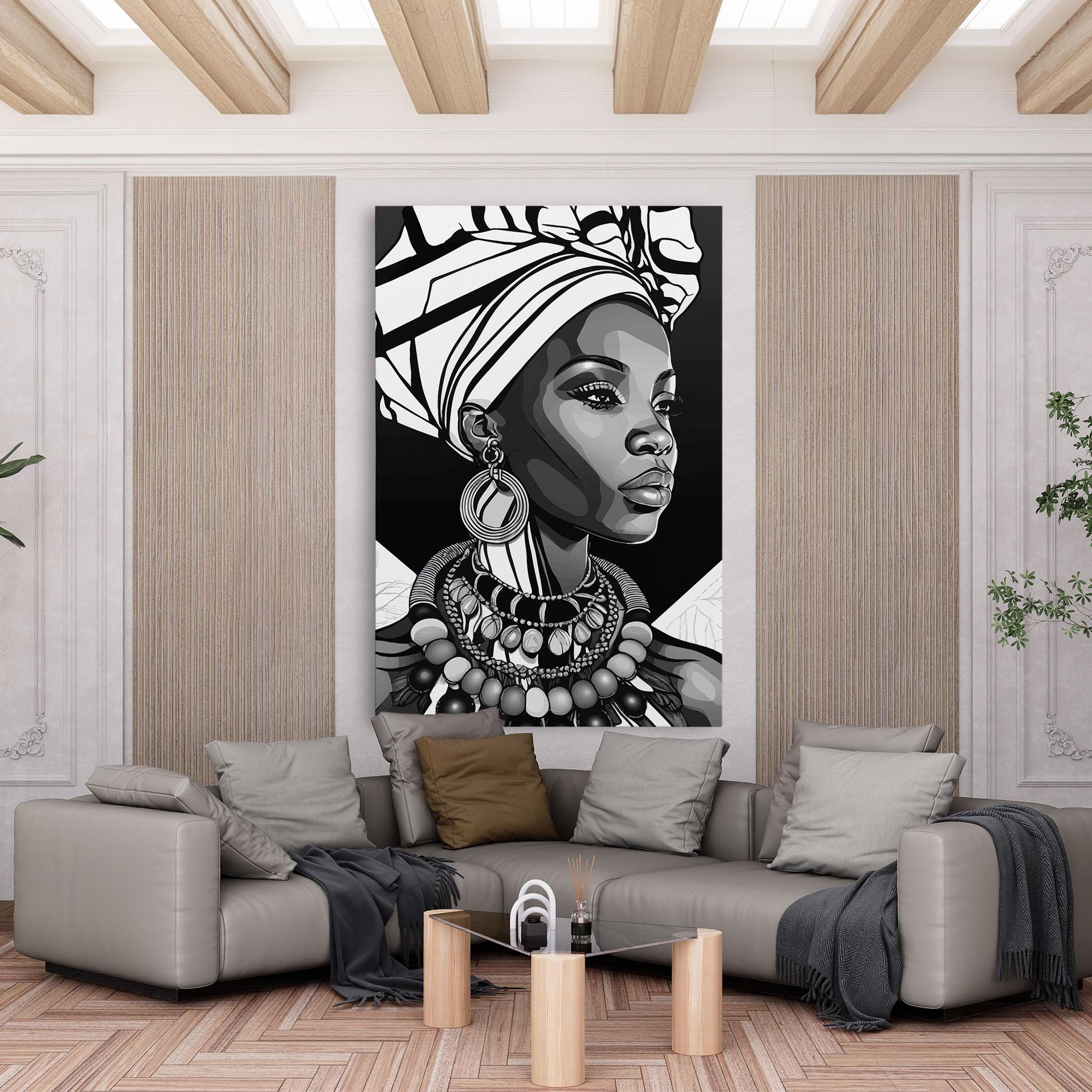 Vászonkép Black White African mockup 6