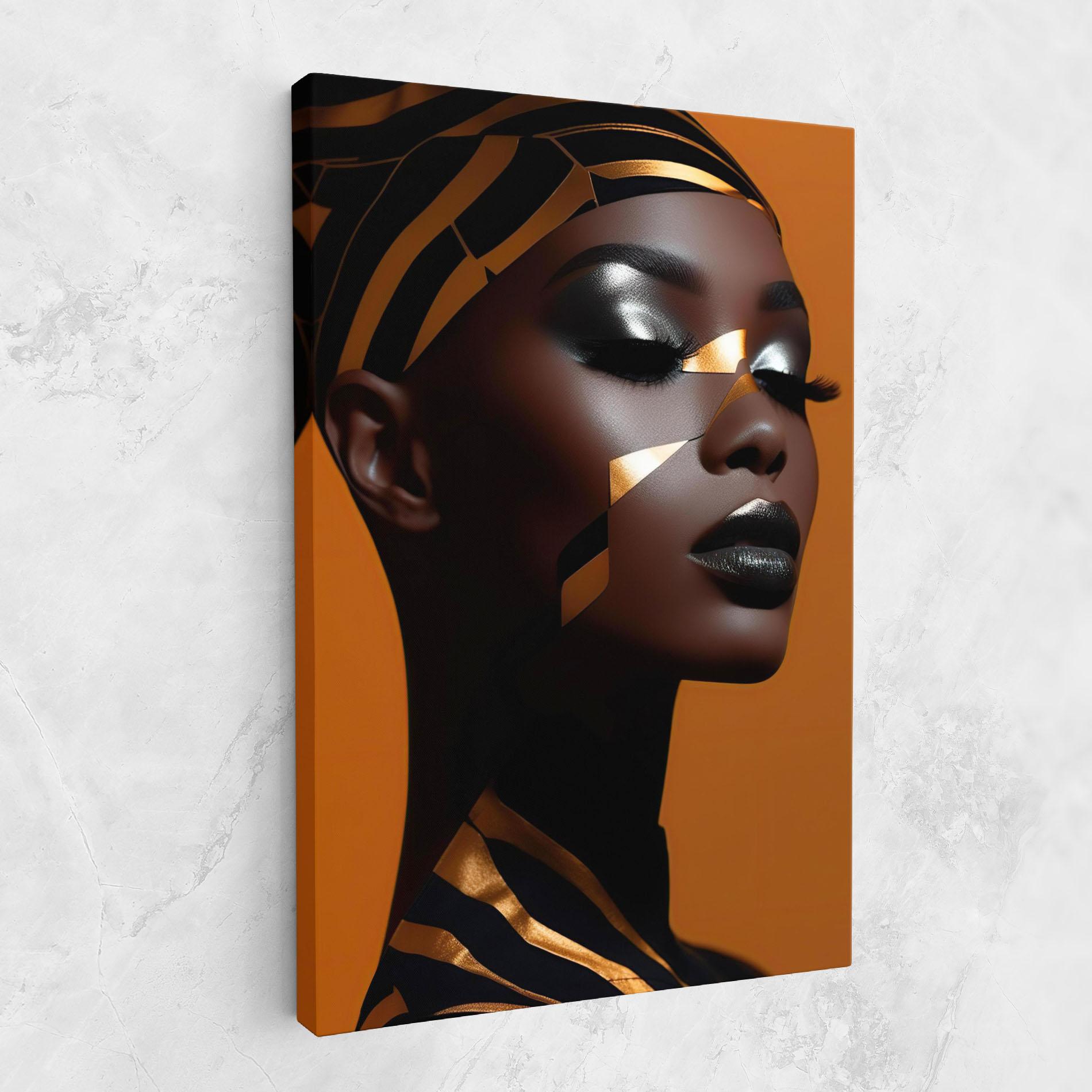 Vászonkép African Woman On Orange mockup 1