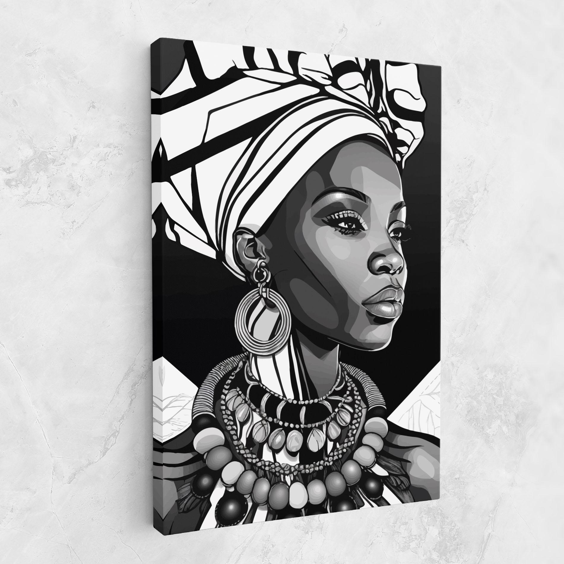 Vászonkép Black White African mockup 1