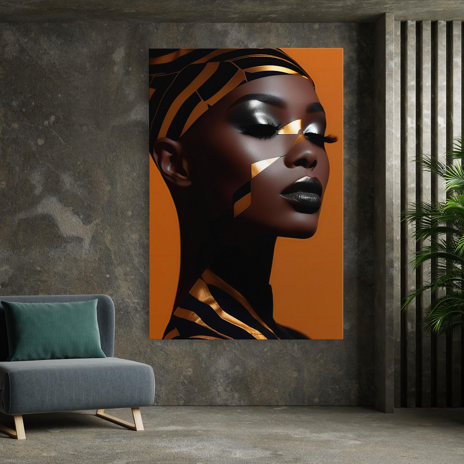 Vászonkép African Woman On Orange mockup 7