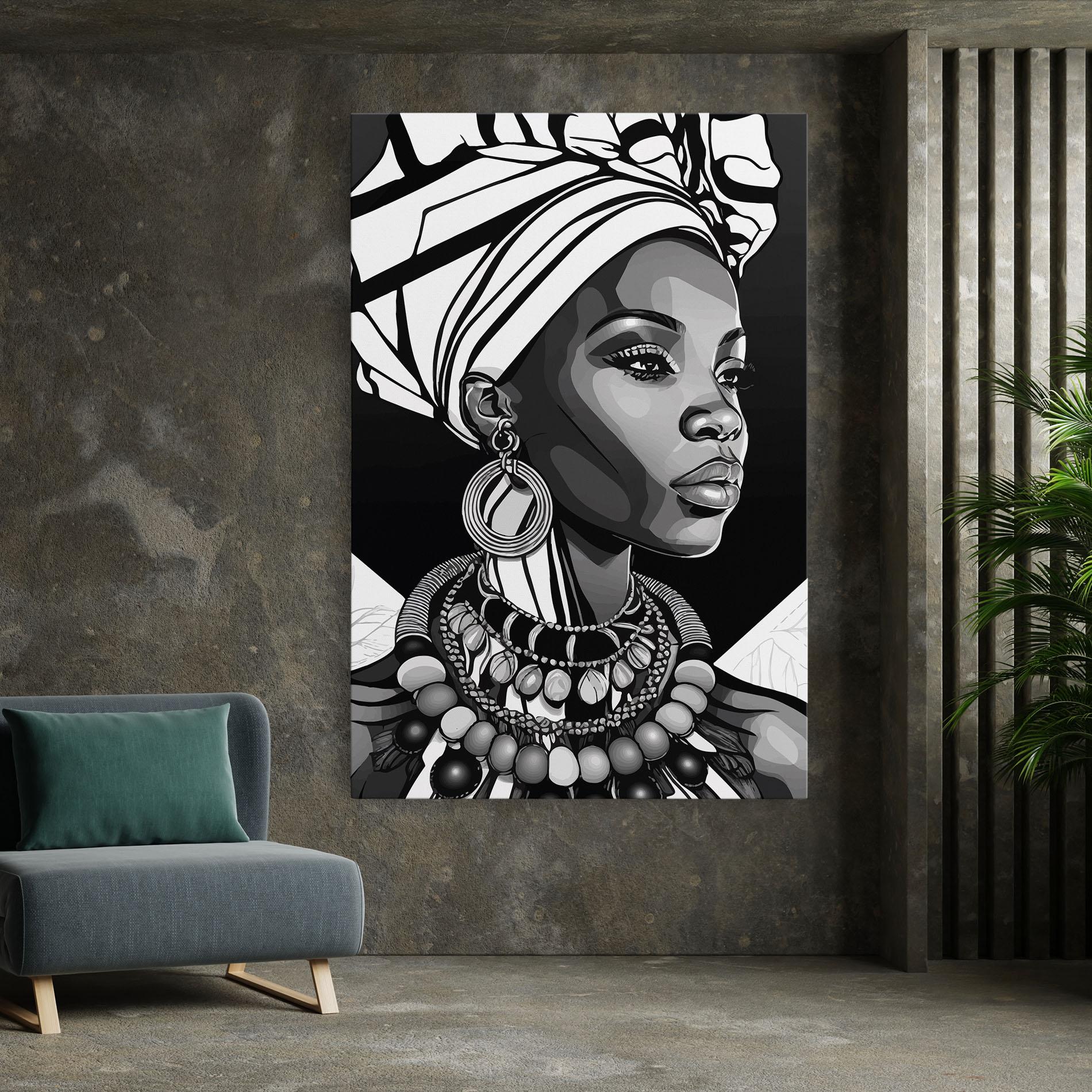 Vászonkép Black White African mockup 7