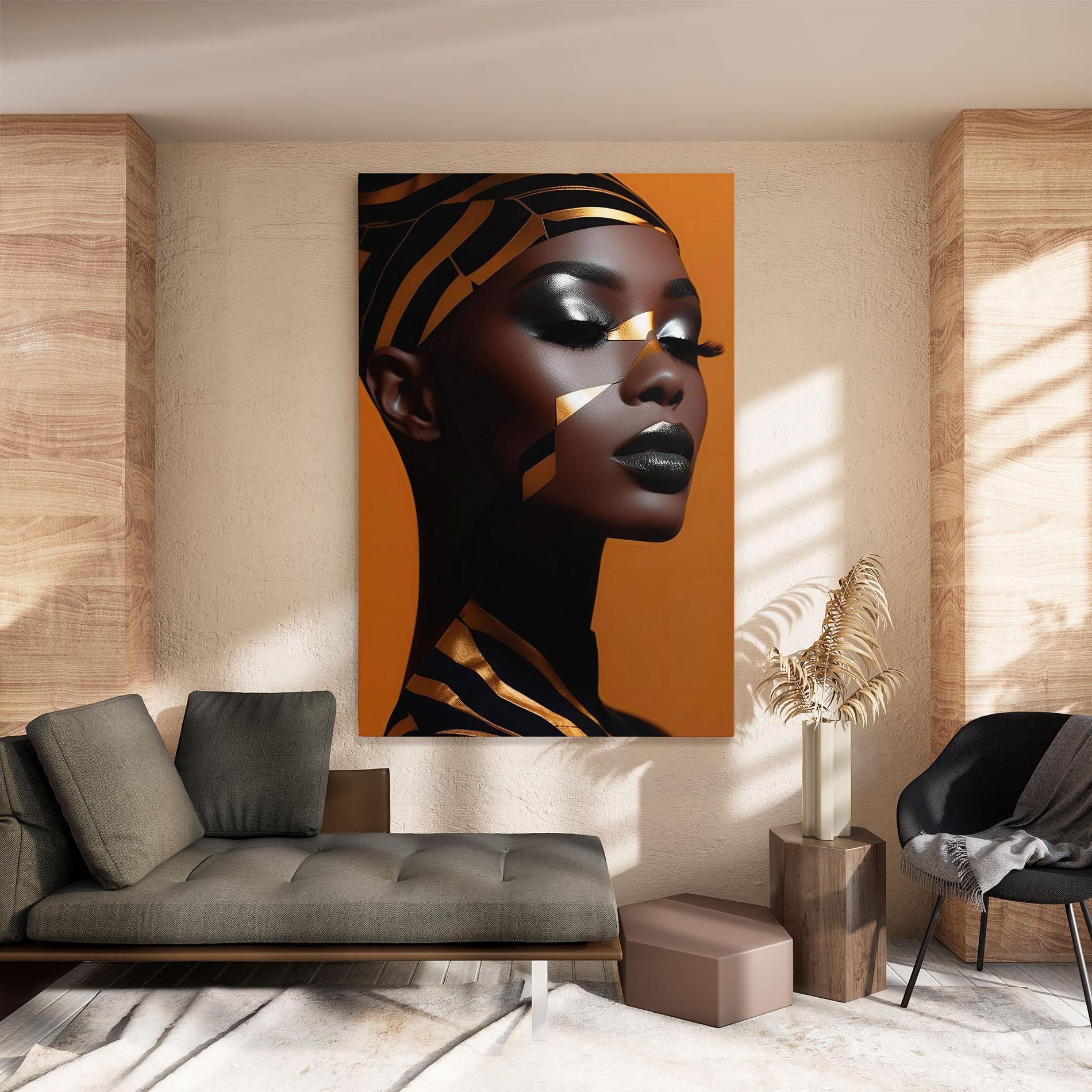 Vászonkép African Woman On Orange mockup 8