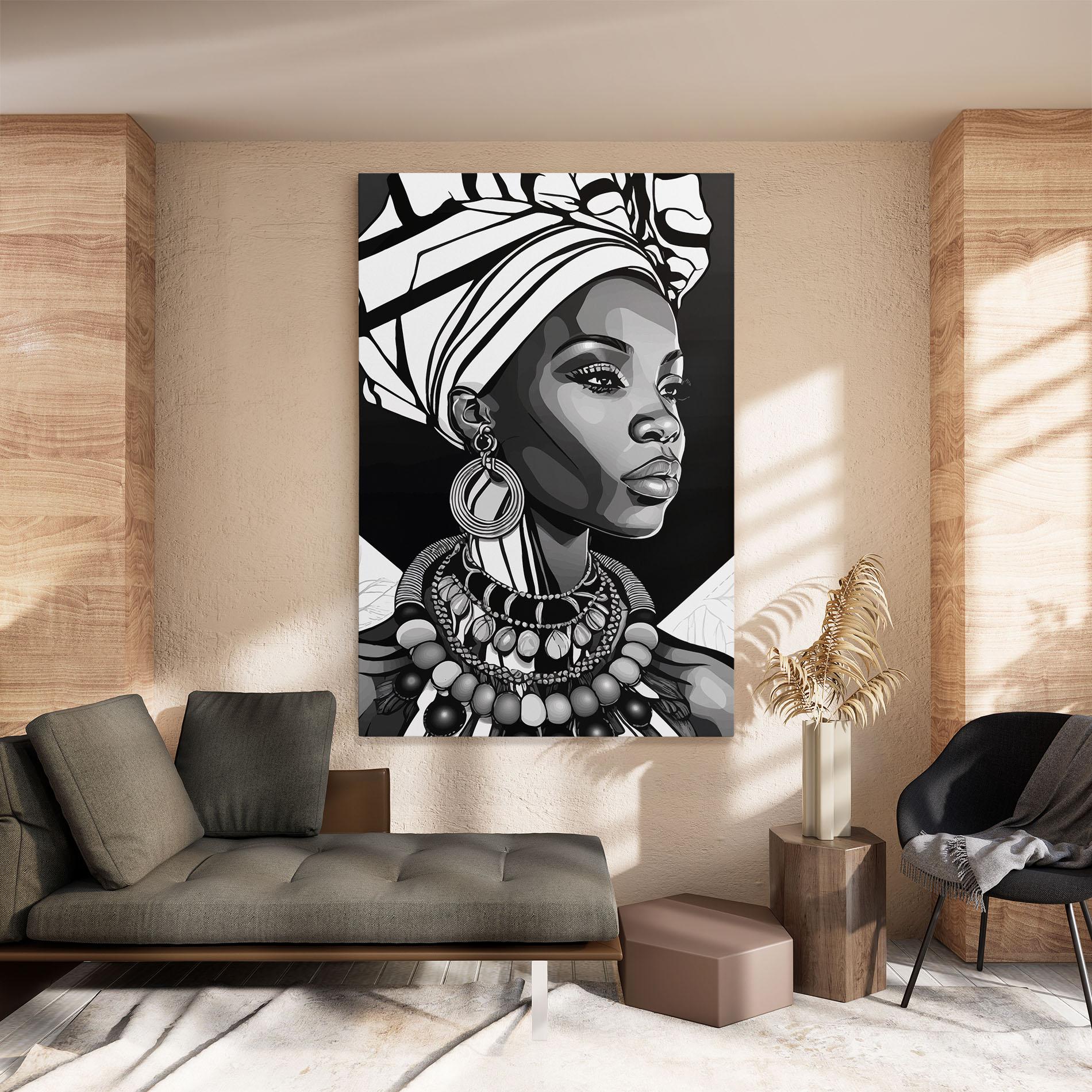Vászonkép Black White African mockup 8