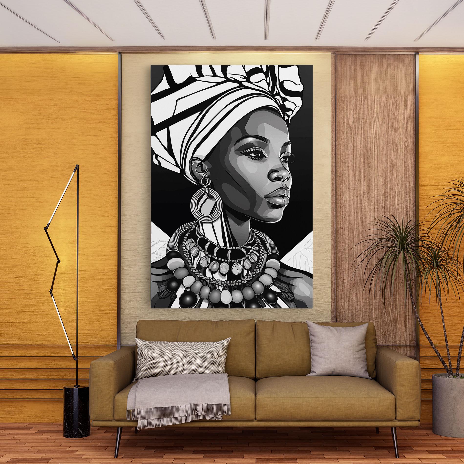 Vászonkép Black White African mockup 9