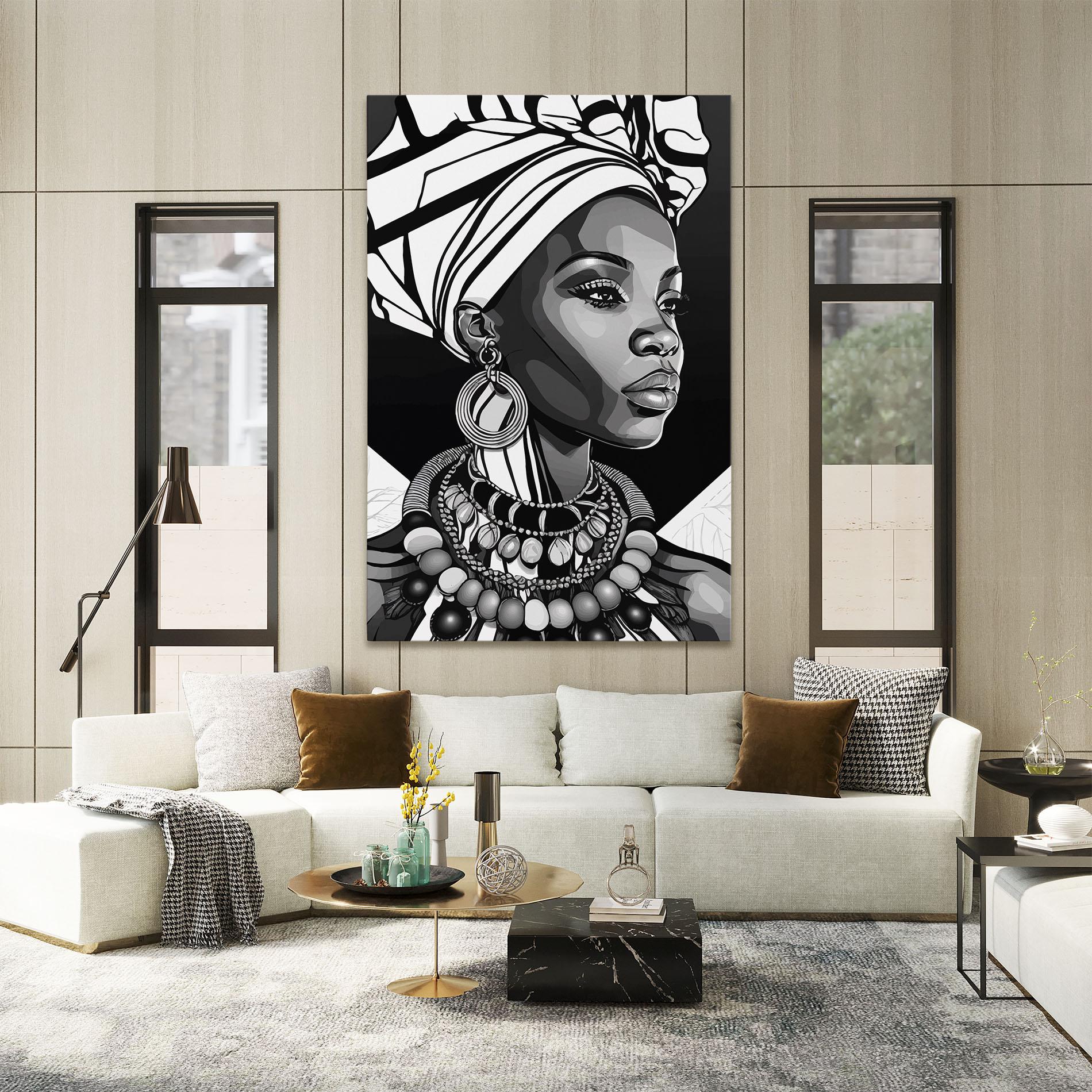 Vászonkép Black White African mockup 2
