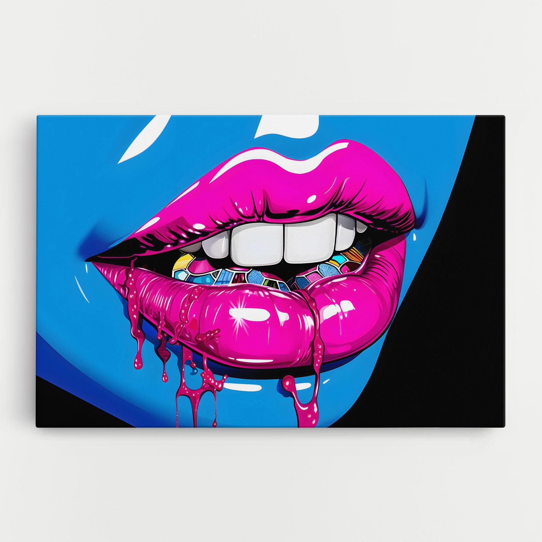 Vászonkép Blue Pink Lips Art mockup 0