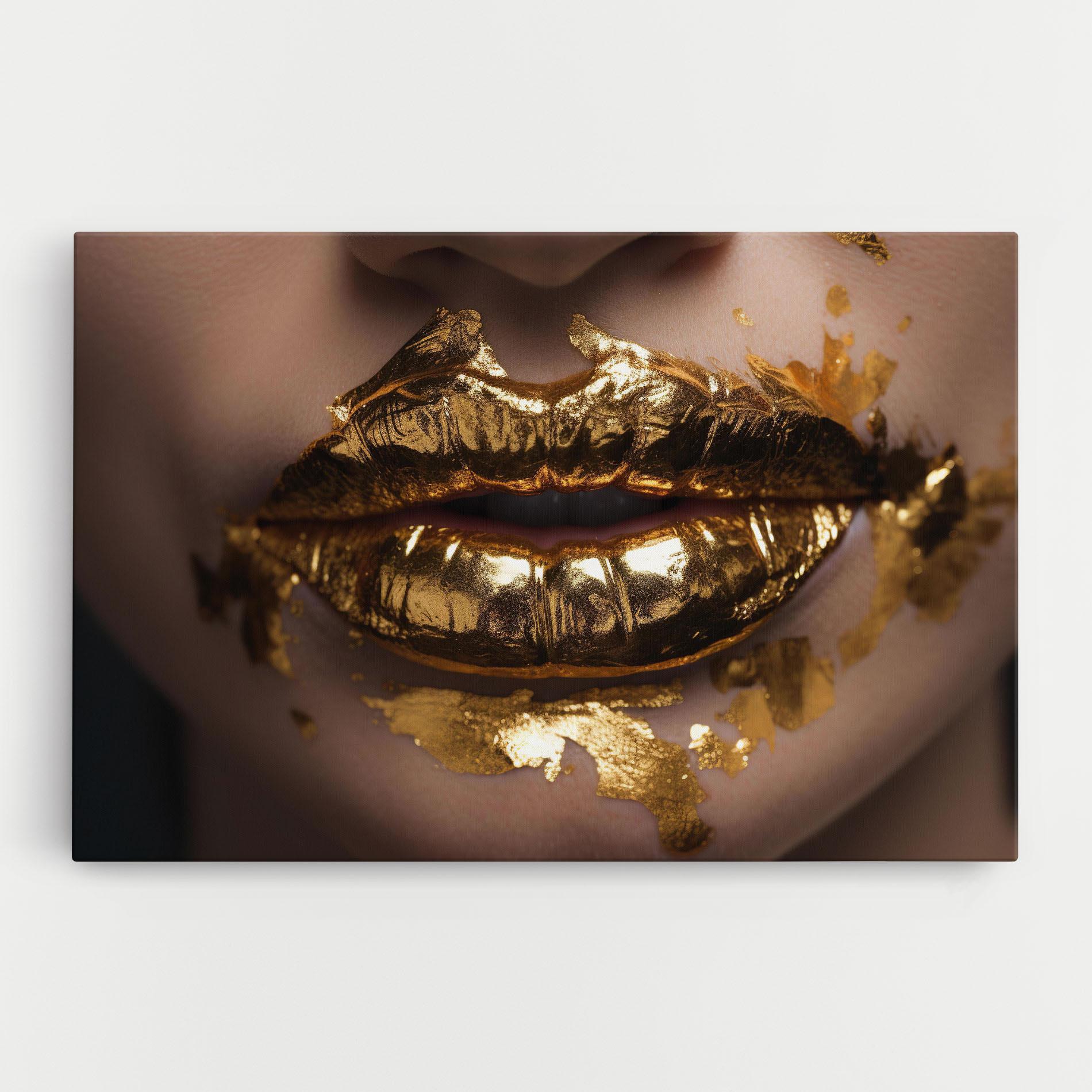 Vászonkép Close Gold Lips mockup 0